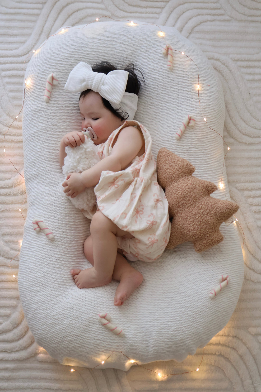 MUSLIN BOW CANDY CANE ROMPER
