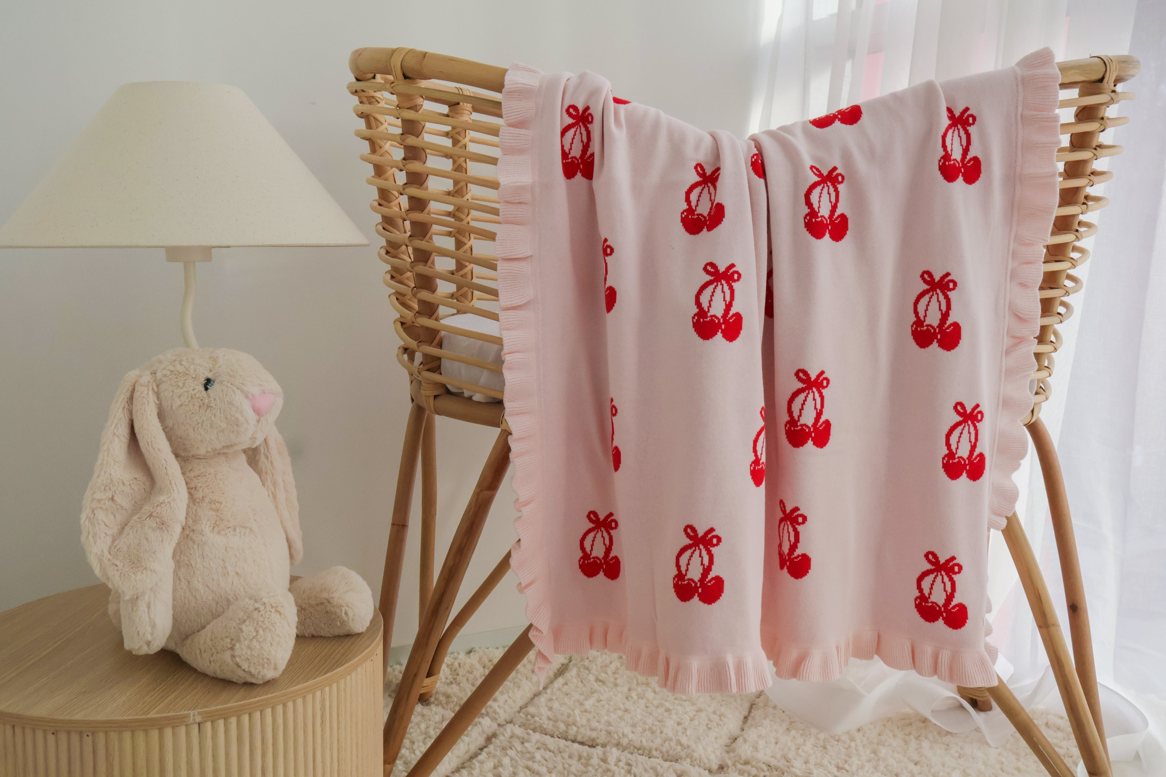 FRILL CHERRY BOW BLANKET | REVERSIBLE