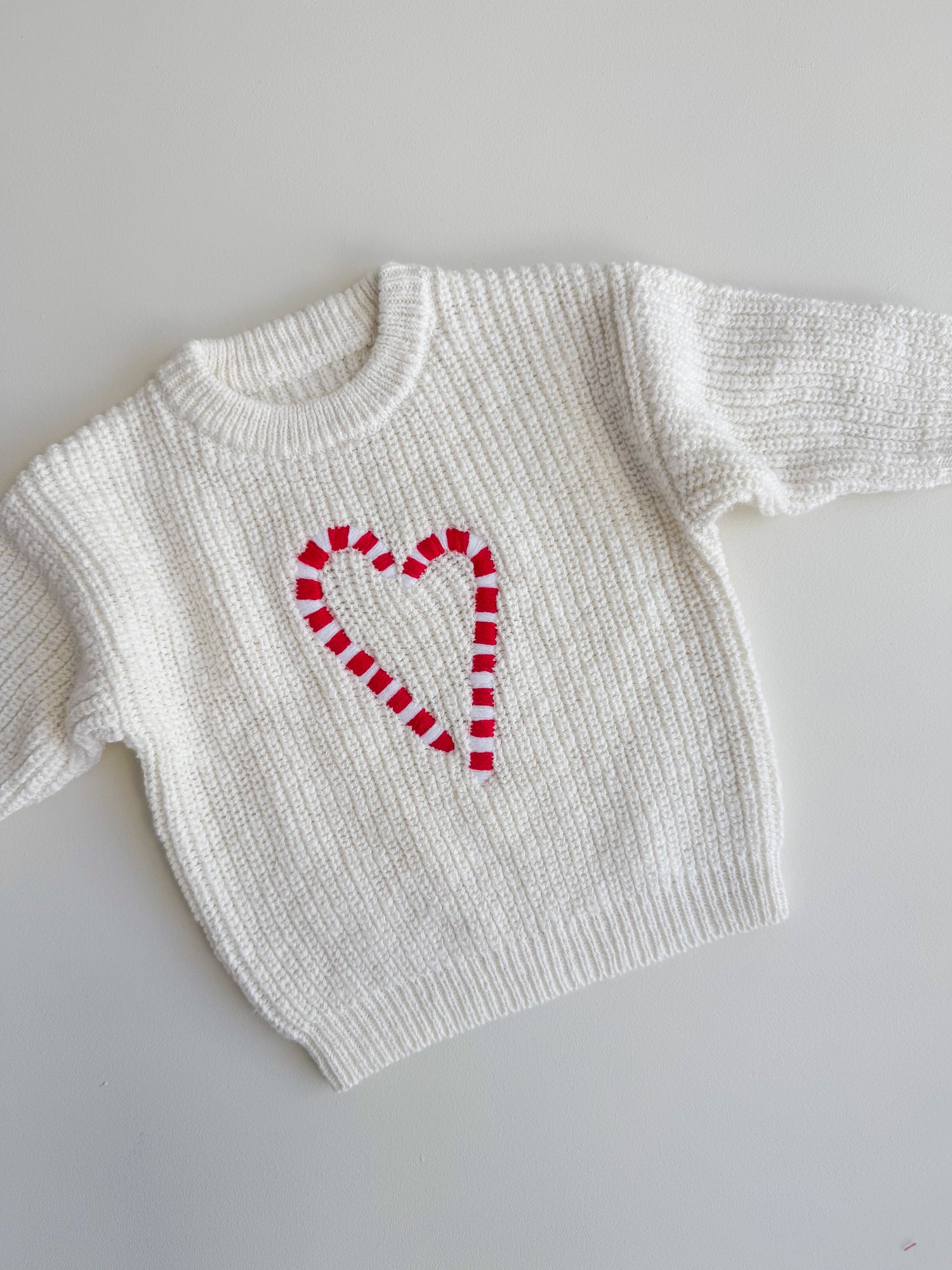 TEXTURED KNIT JUMPER | SNOW - CANDY CANE