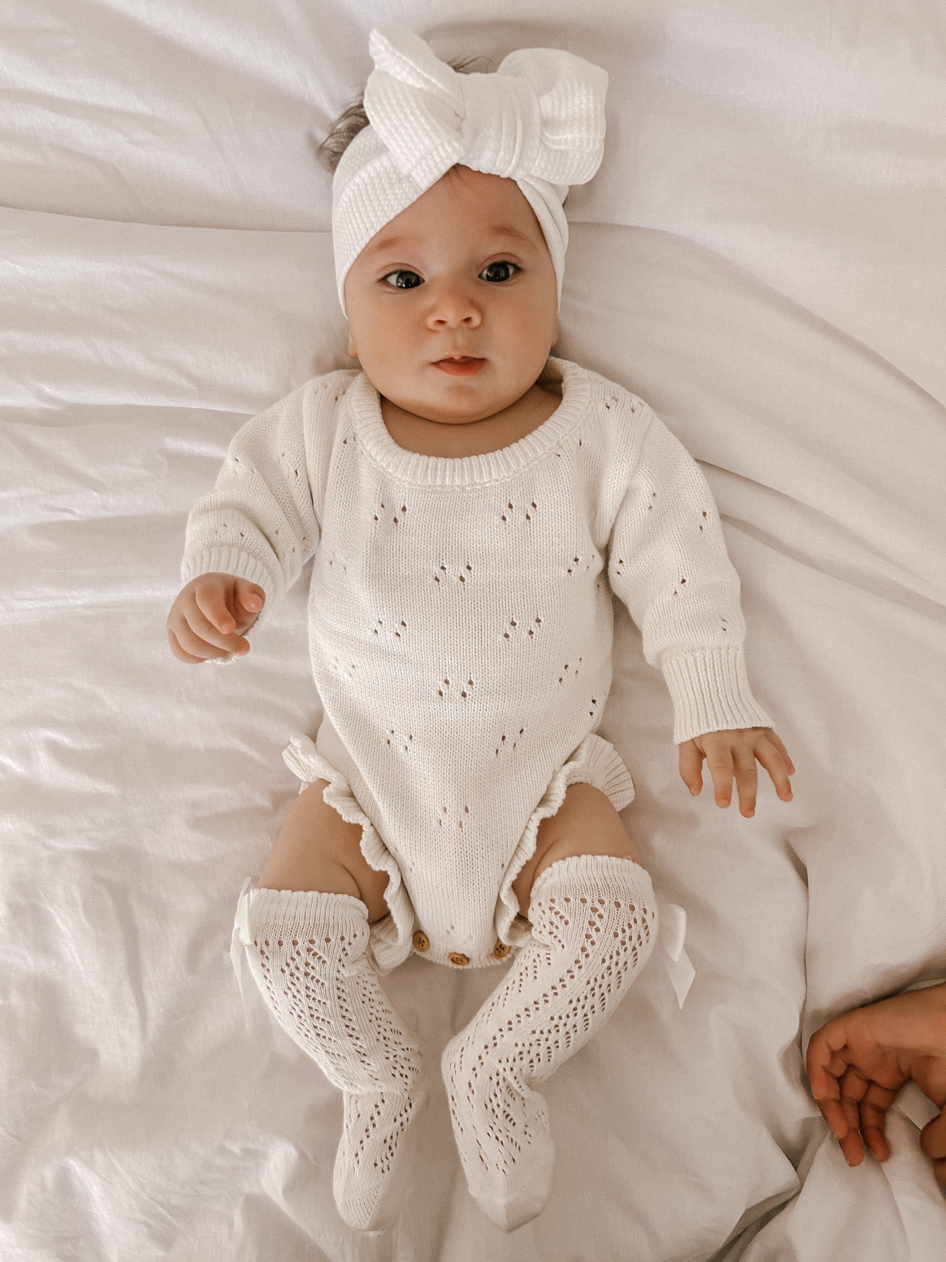 POINTELLE FRILL ROMPER - MILK