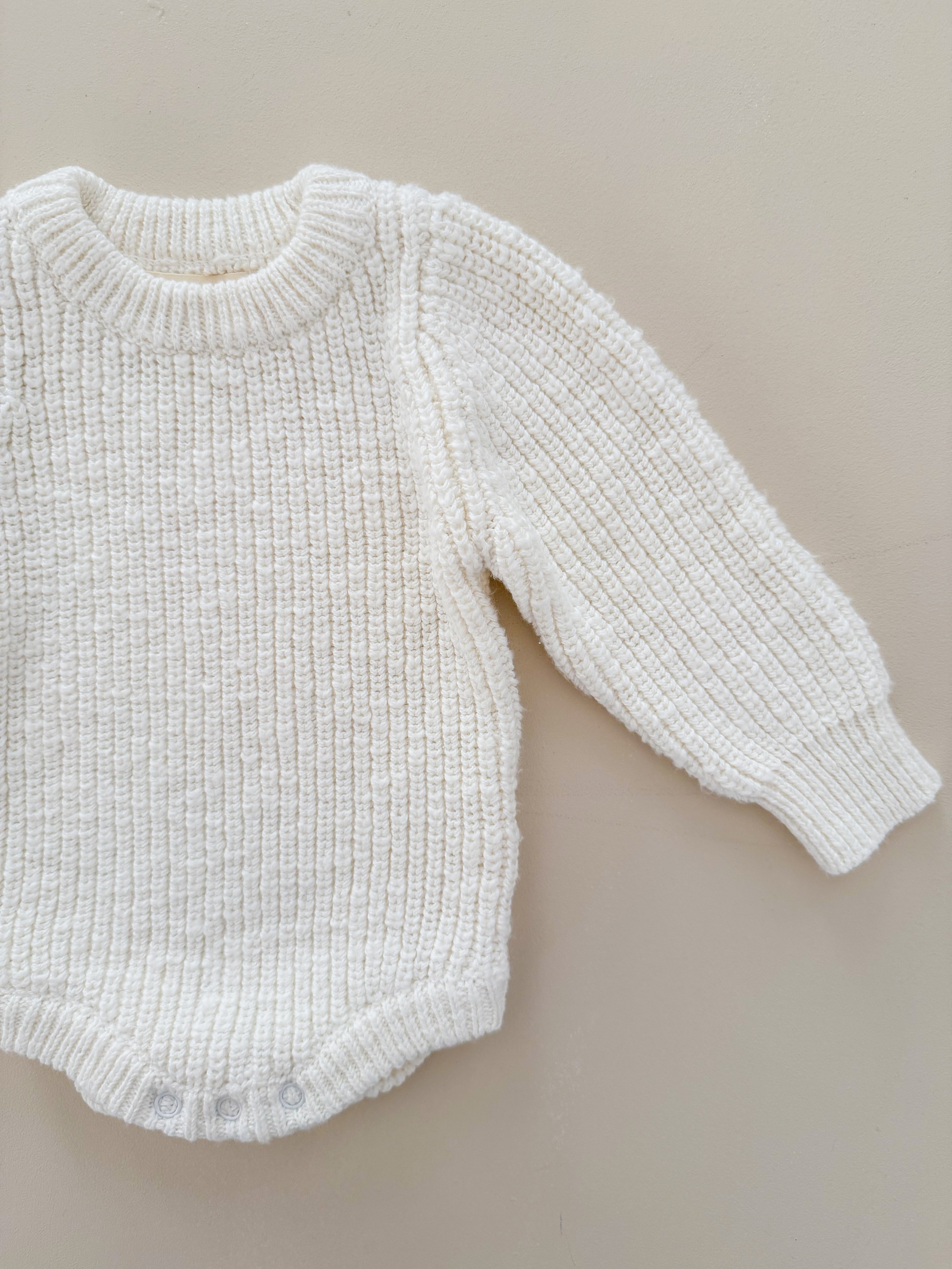 CHUNKY TEXTURED KNIT ROMPER | SNOW