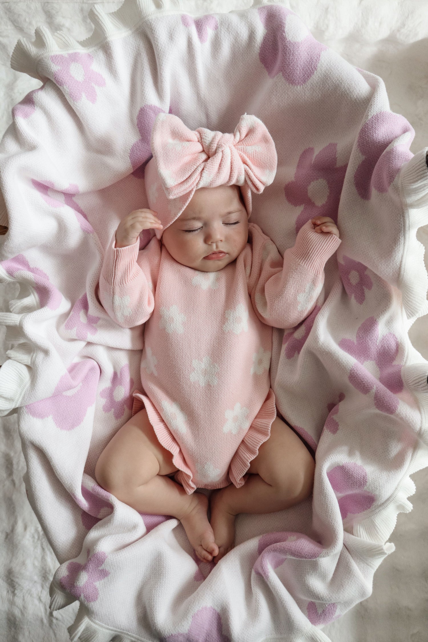 FRILL ROMPER | PINK FLOWERS