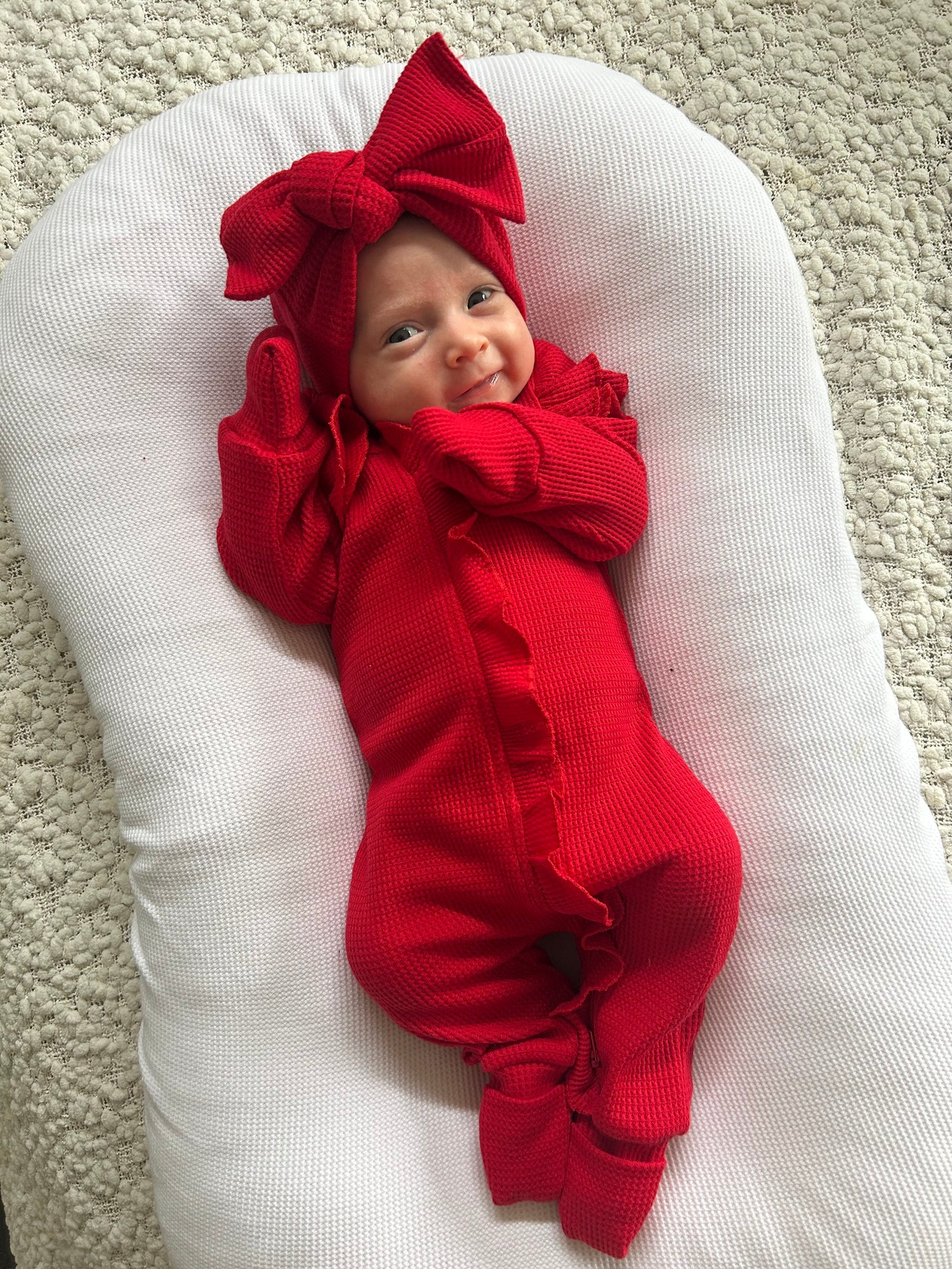 FLUTTER RUFFLE ONESIE | RED
