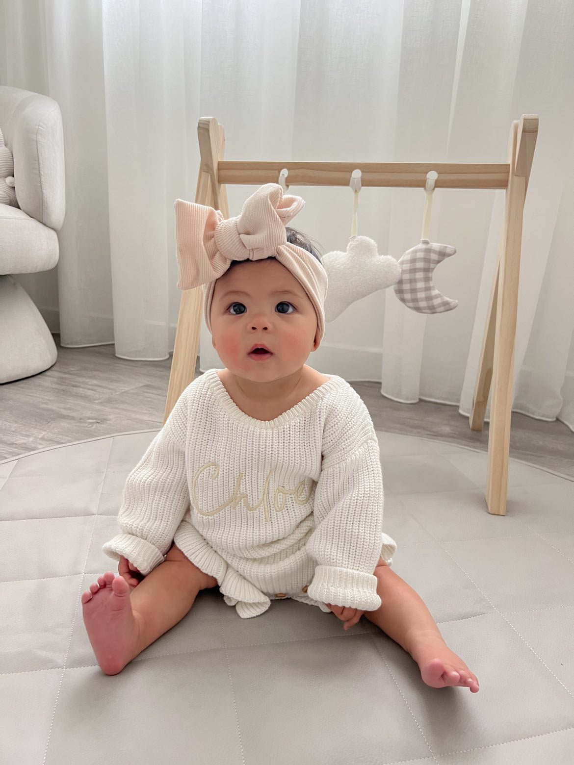 RIBBED LEG FRILL ROMPER - MILK