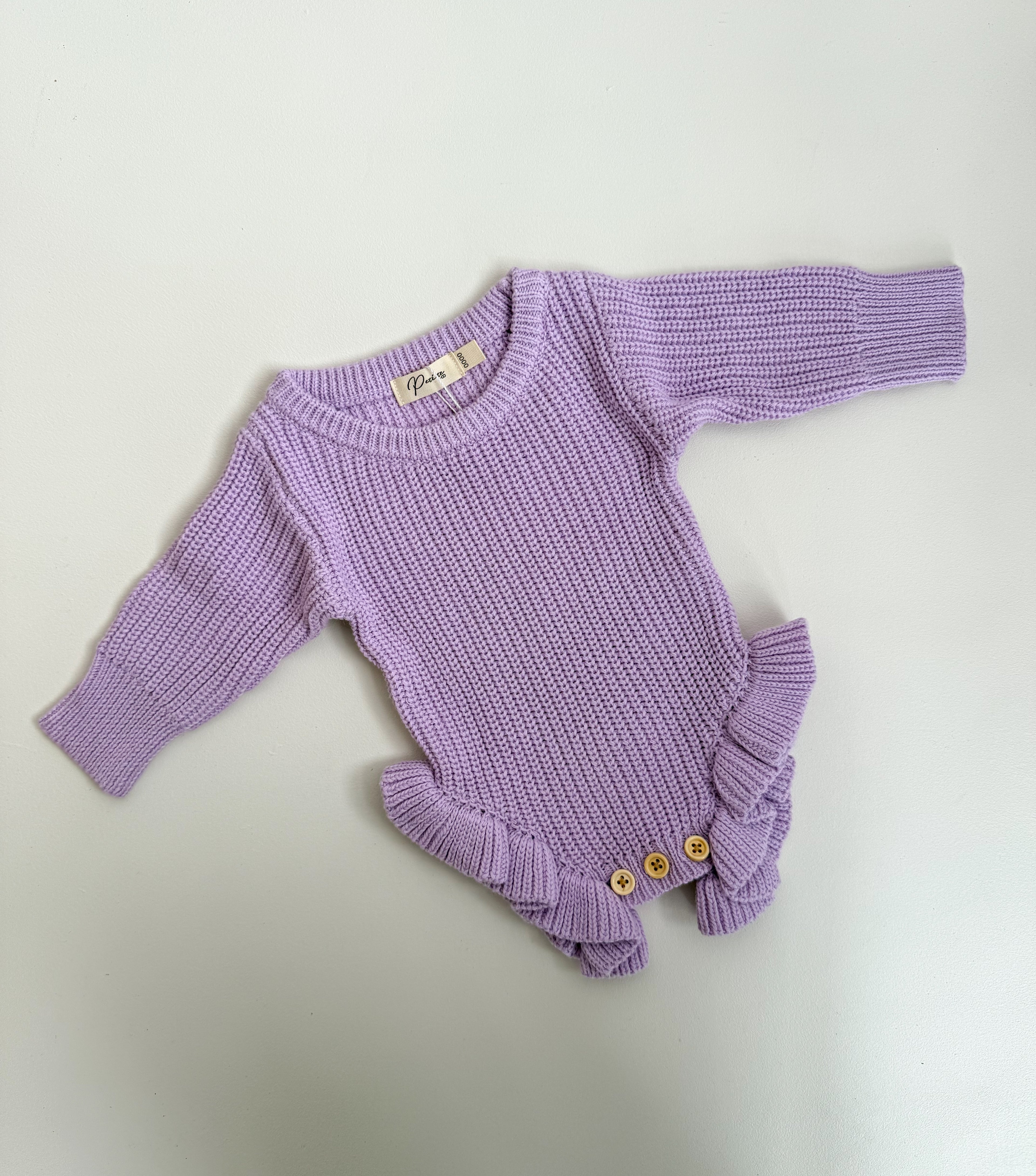 RIBBED LEG FRILL ROMPER - ORCHID