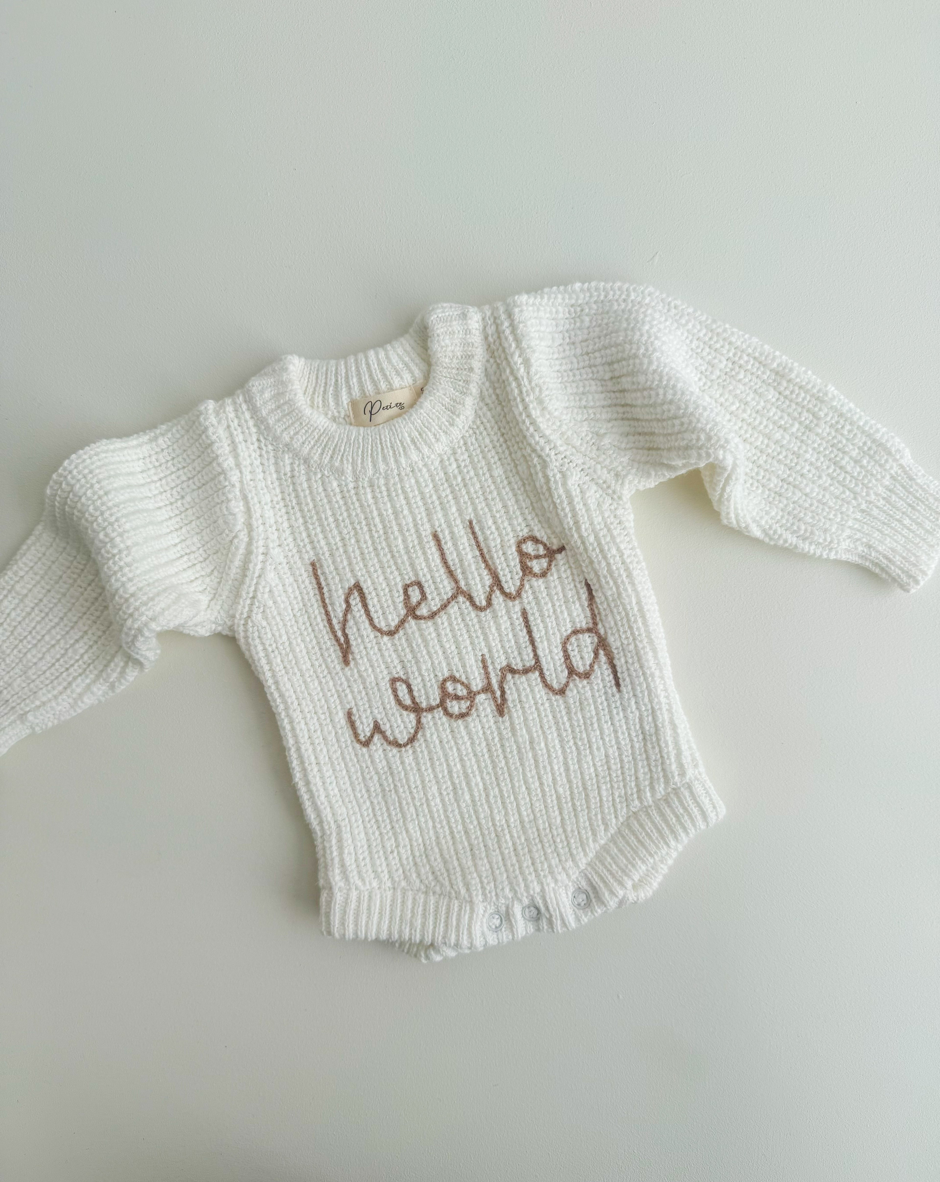 HELLO WORLD TEXTURED SNOW ROMPER