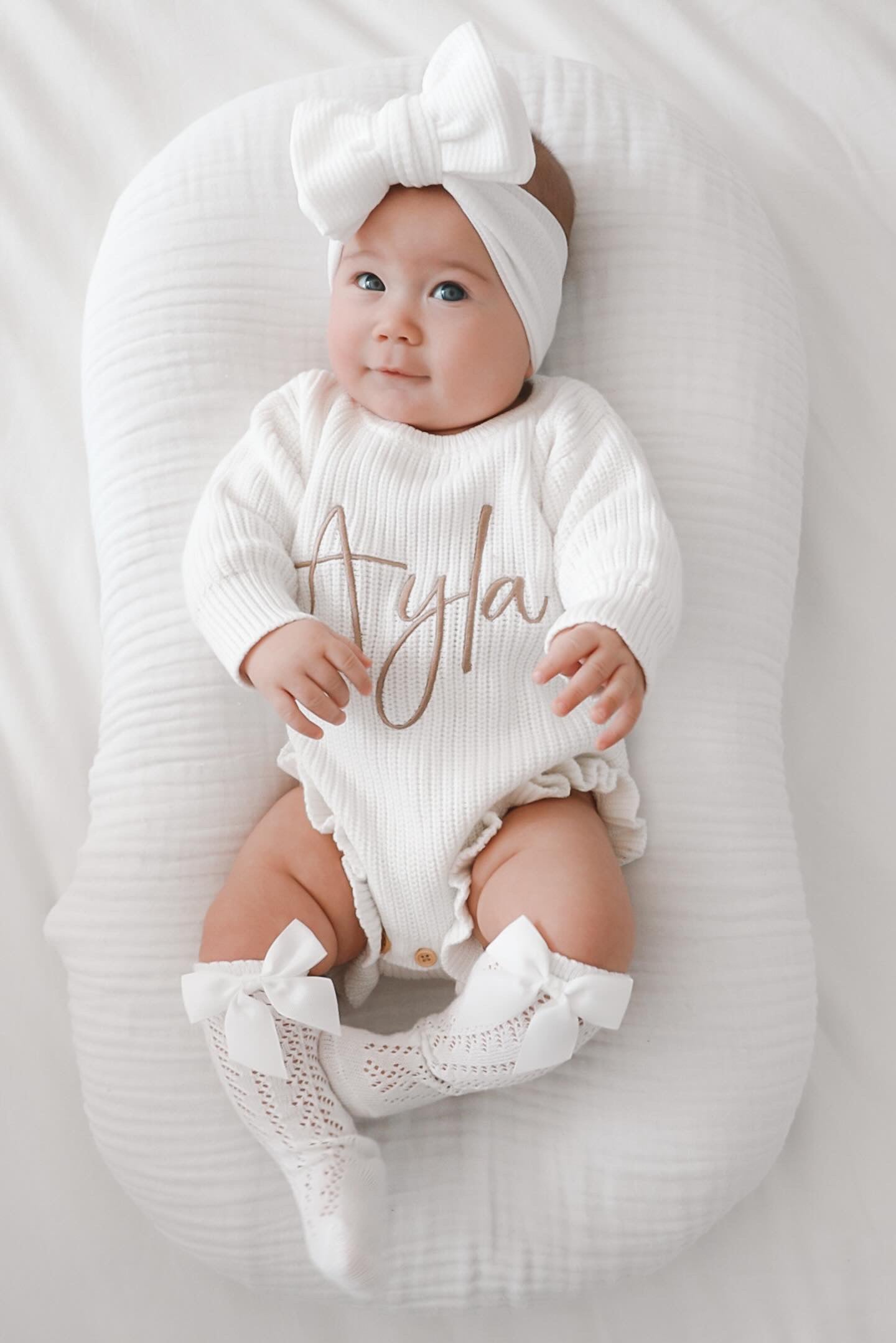 RIBBED LEG FRILL ROMPER - MILK