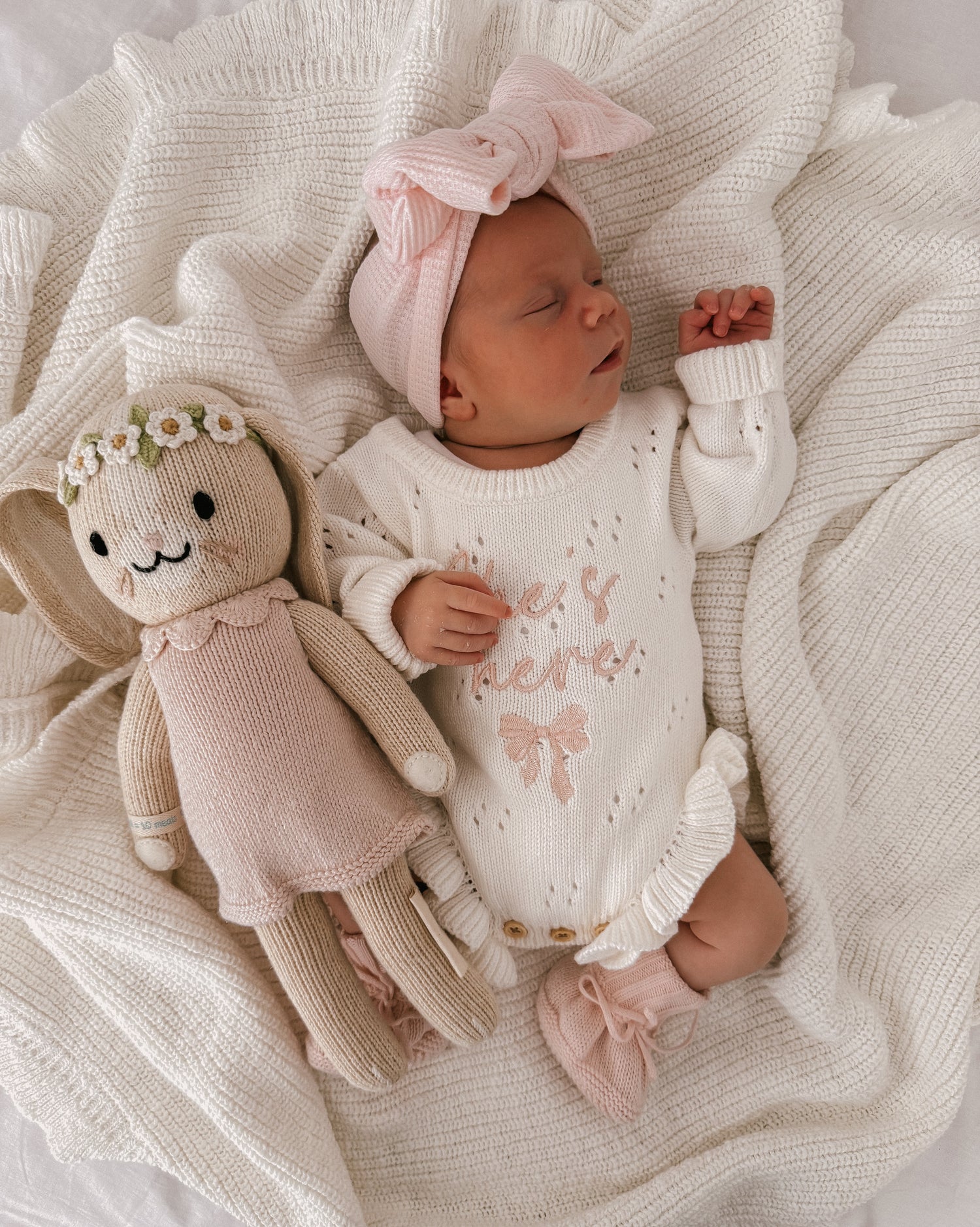 TEXTURED FRILL COTTON BLANKET | SNOW
