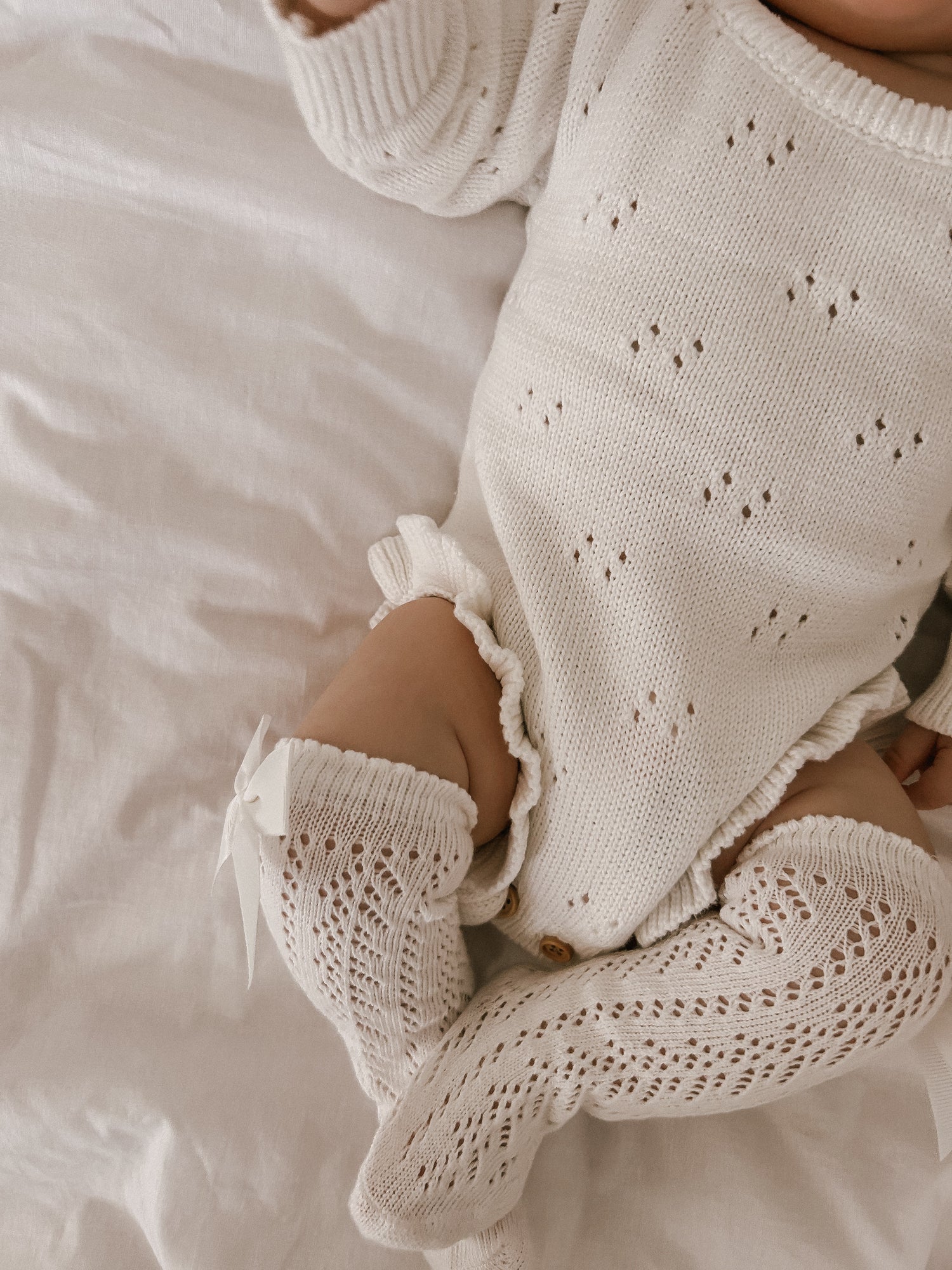 POINTELLE FRILL ROMPER - MILK