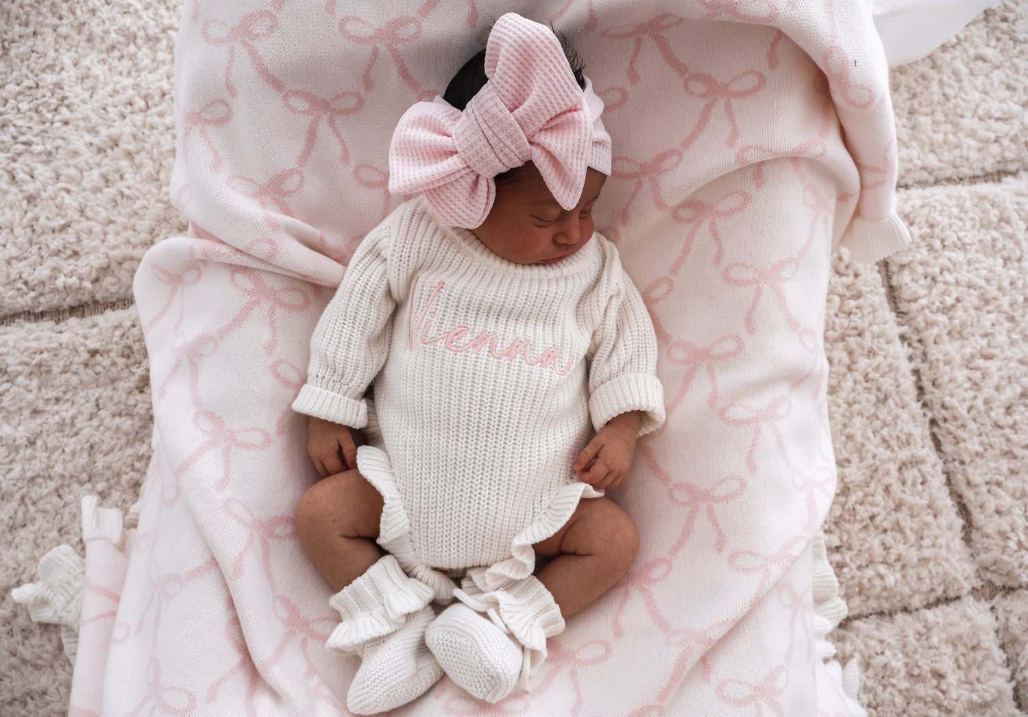 FRILL RIBBON BOW BLANKET | REVERSIBLE