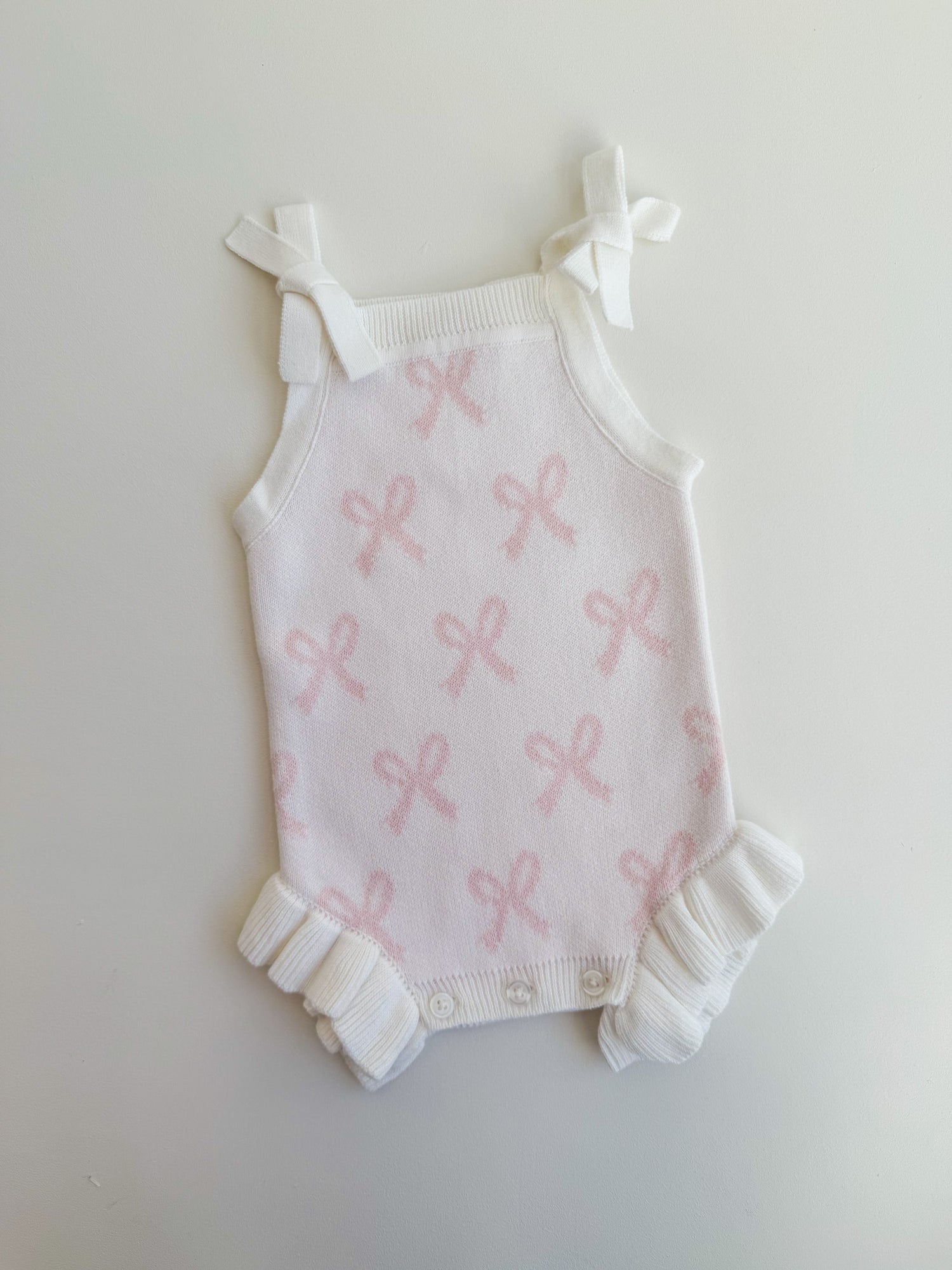 SUMMER BOW FRILL ROMPER | MILK