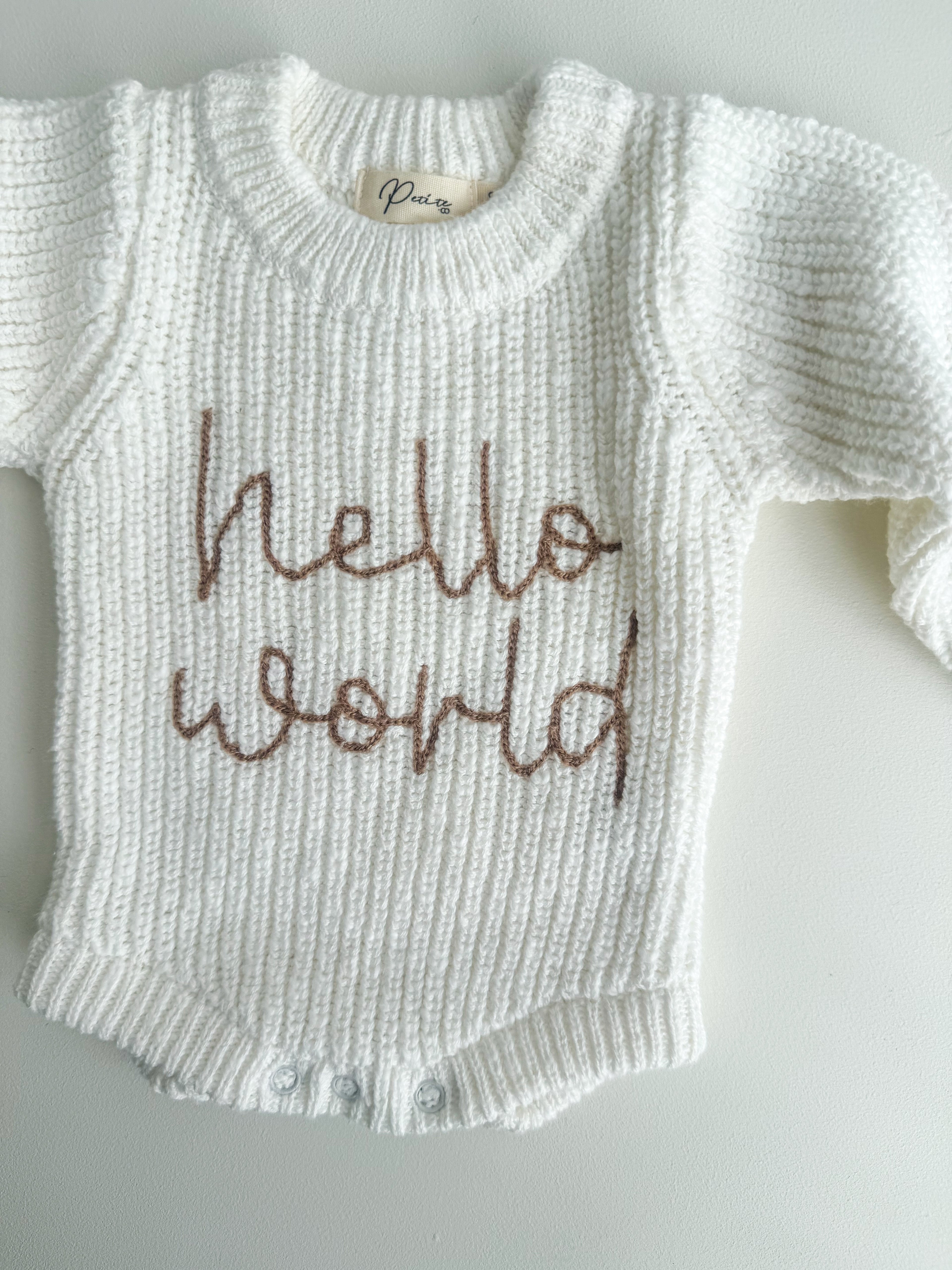 HELLO WORLD TEXTURED SNOW ROMPER
