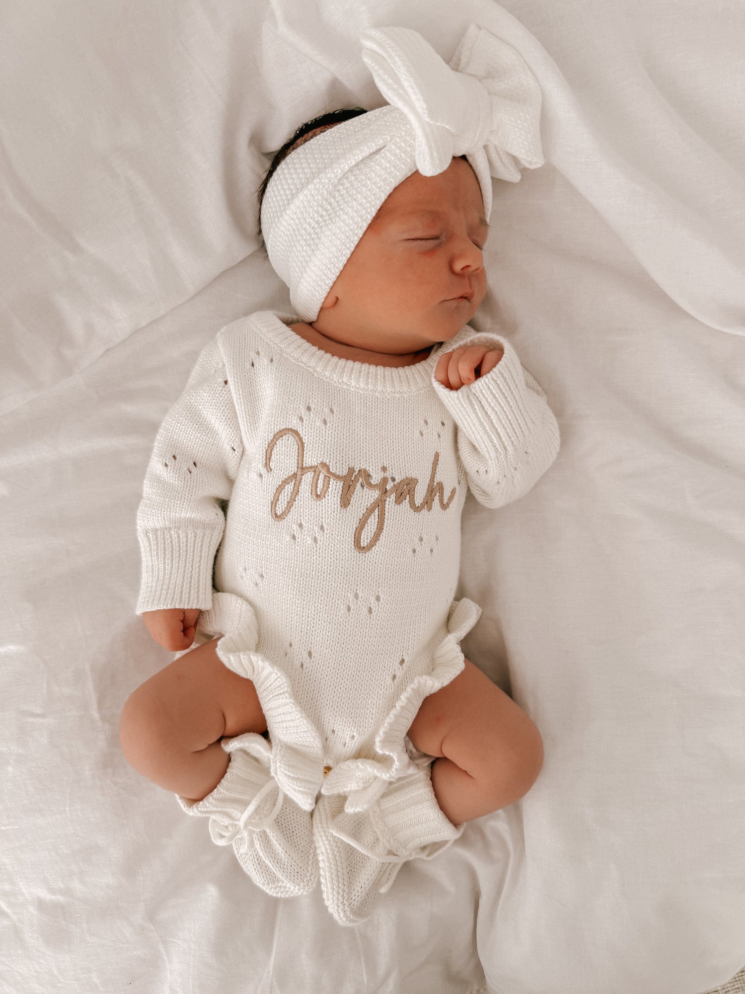 POINTELLE FRILL ROMPER - MILK