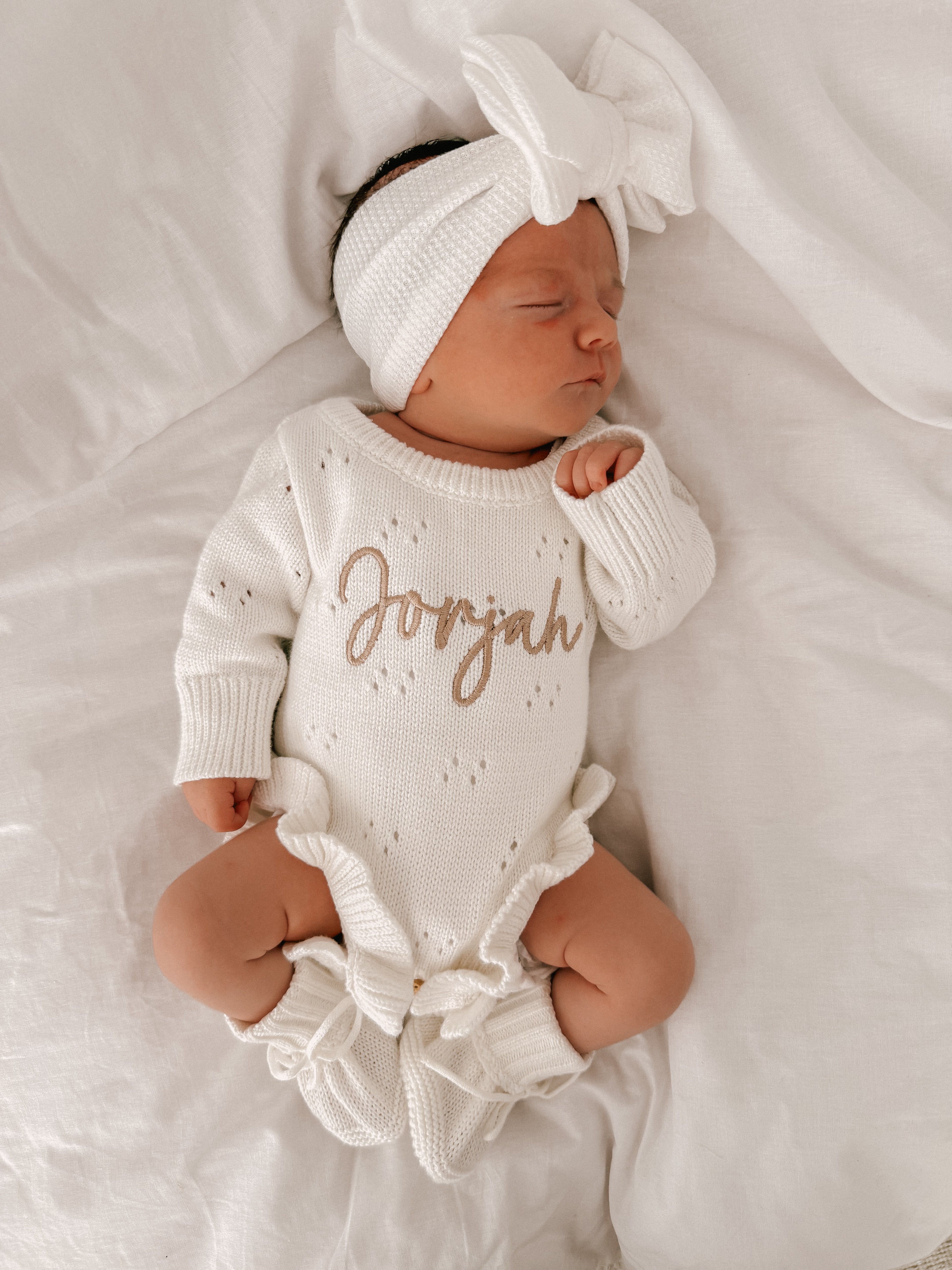 POINTELLE FRILL ROMPER - MILK