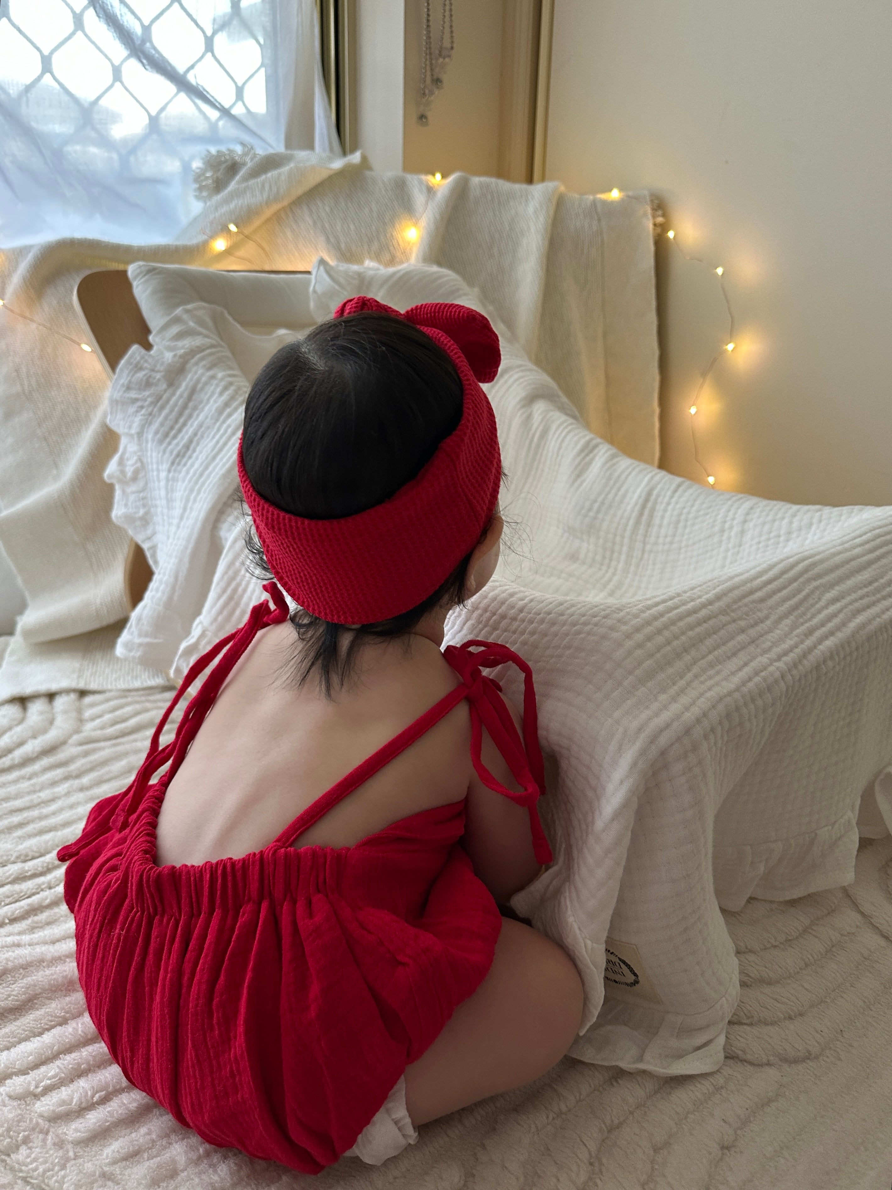 MUSLIN SUMMER ROMPER | RED