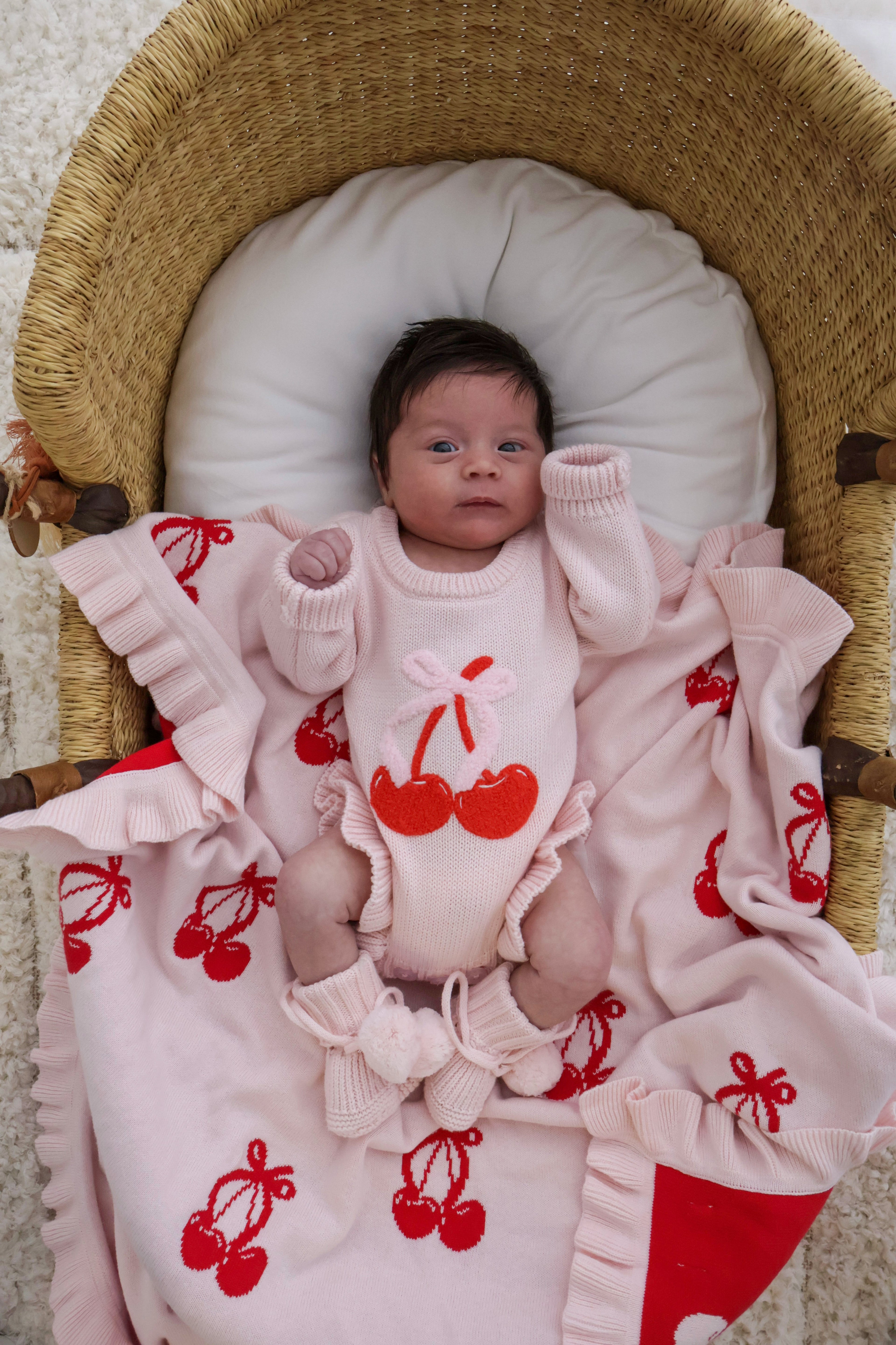 FRILL CHERRY BOW BLANKET | REVERSIBLE