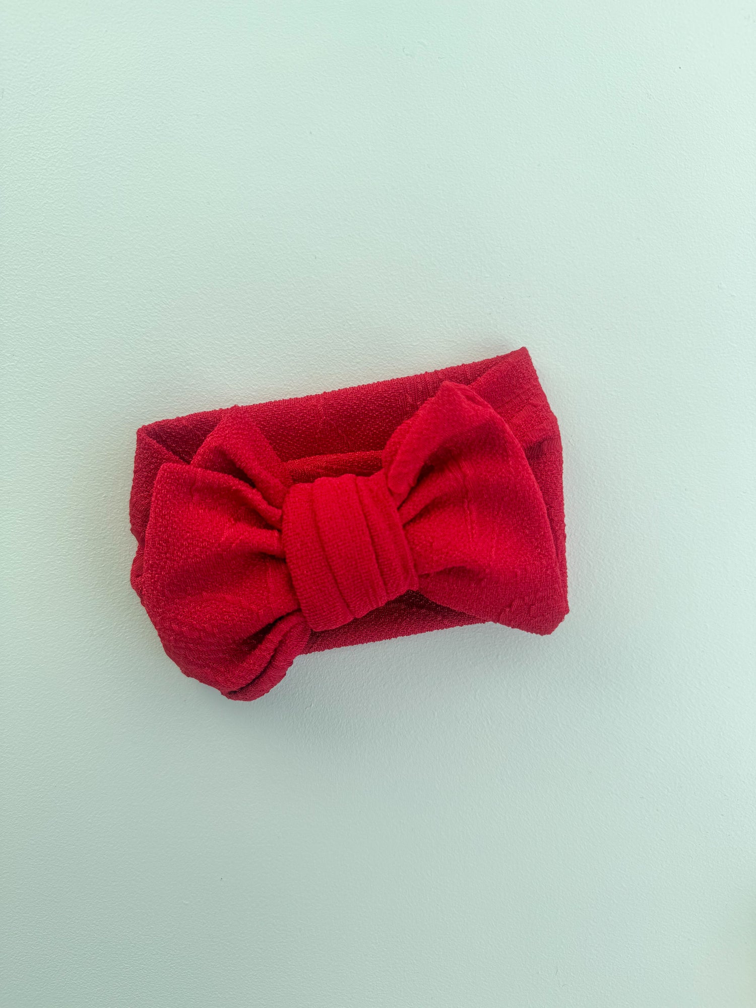 TEXTURED BOW HEADBAND - RED