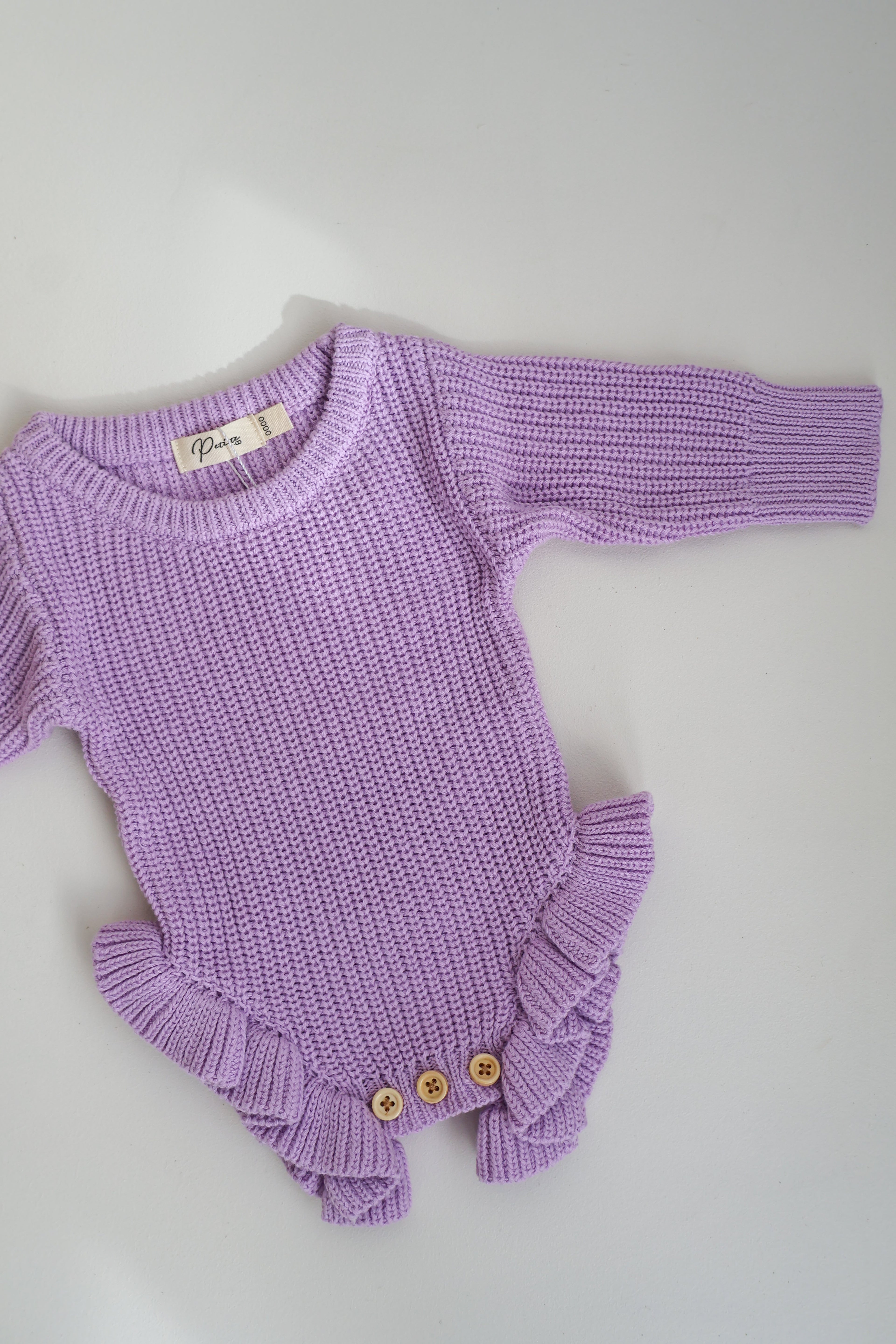 RIBBED LEG FRILL ROMPER - ORCHID