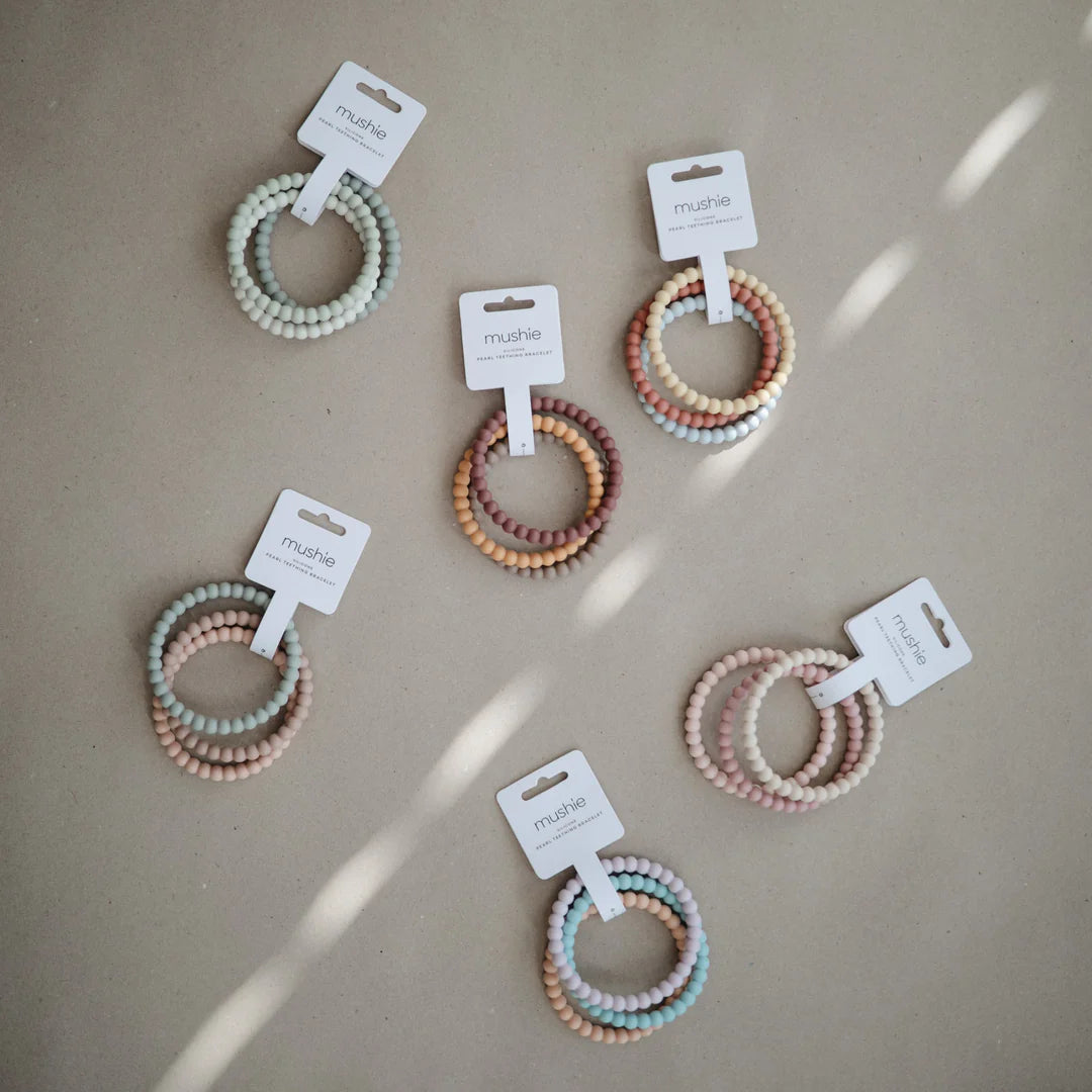 MUSHIE PEARL TEETHER BRACELETS | BERRY.MARIGOLD.KHAKI