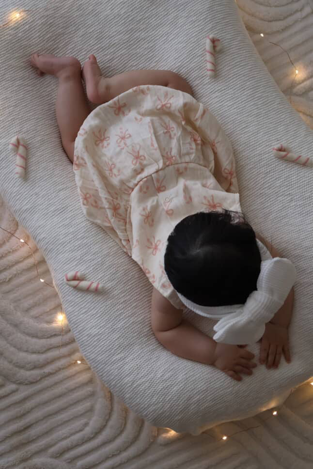MUSLIN BOW CANDY CANE ROMPER
