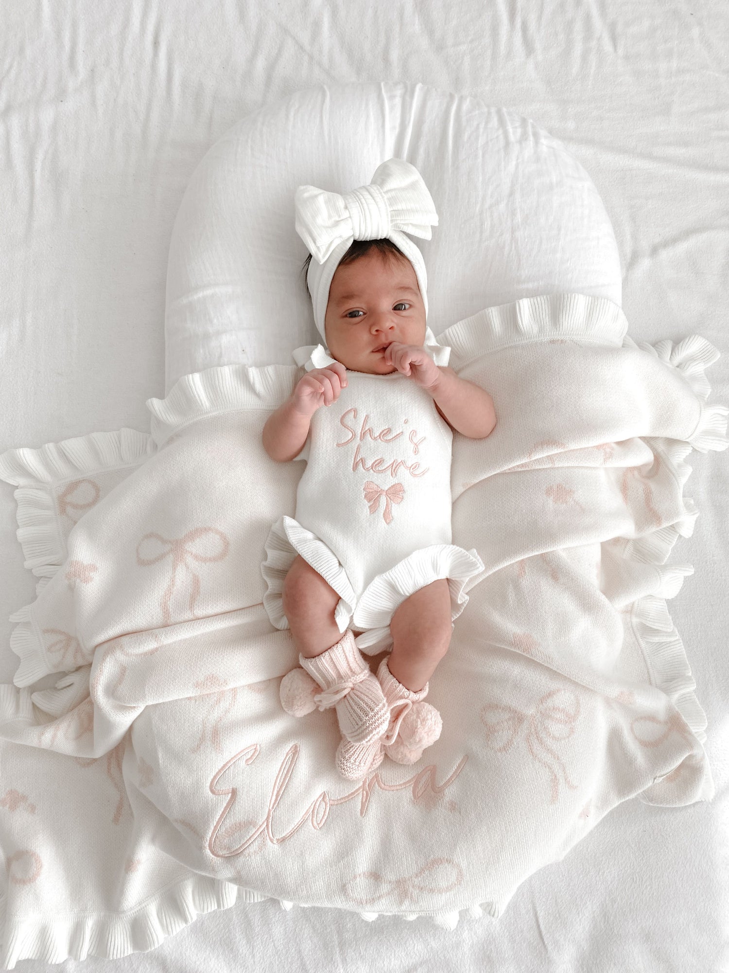 GIA COTTON RIBBED BOW HEADBAND - MILK