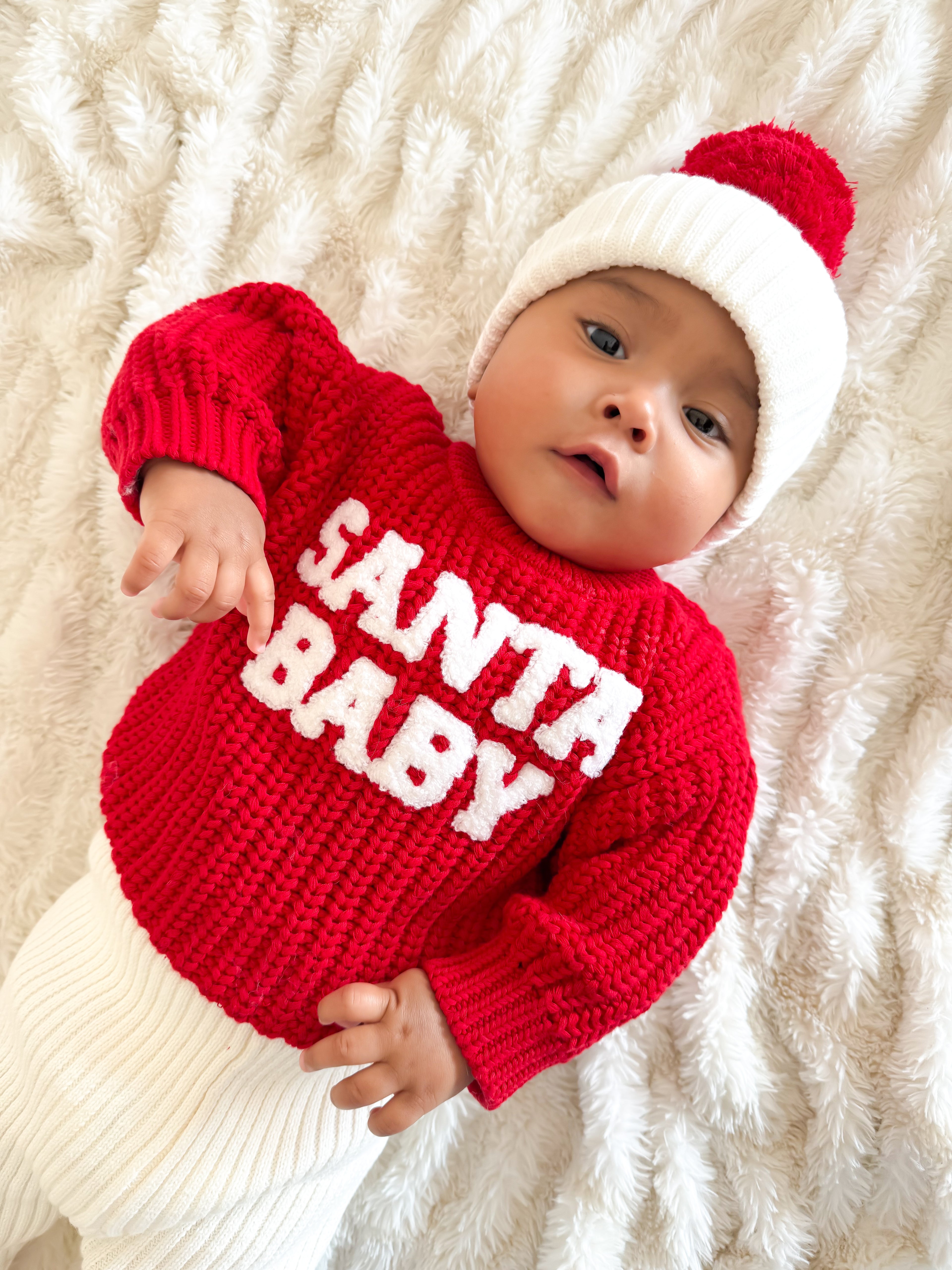 CHUNKY KNIT JUMPER | RED - SANTA BABY BOUCLE