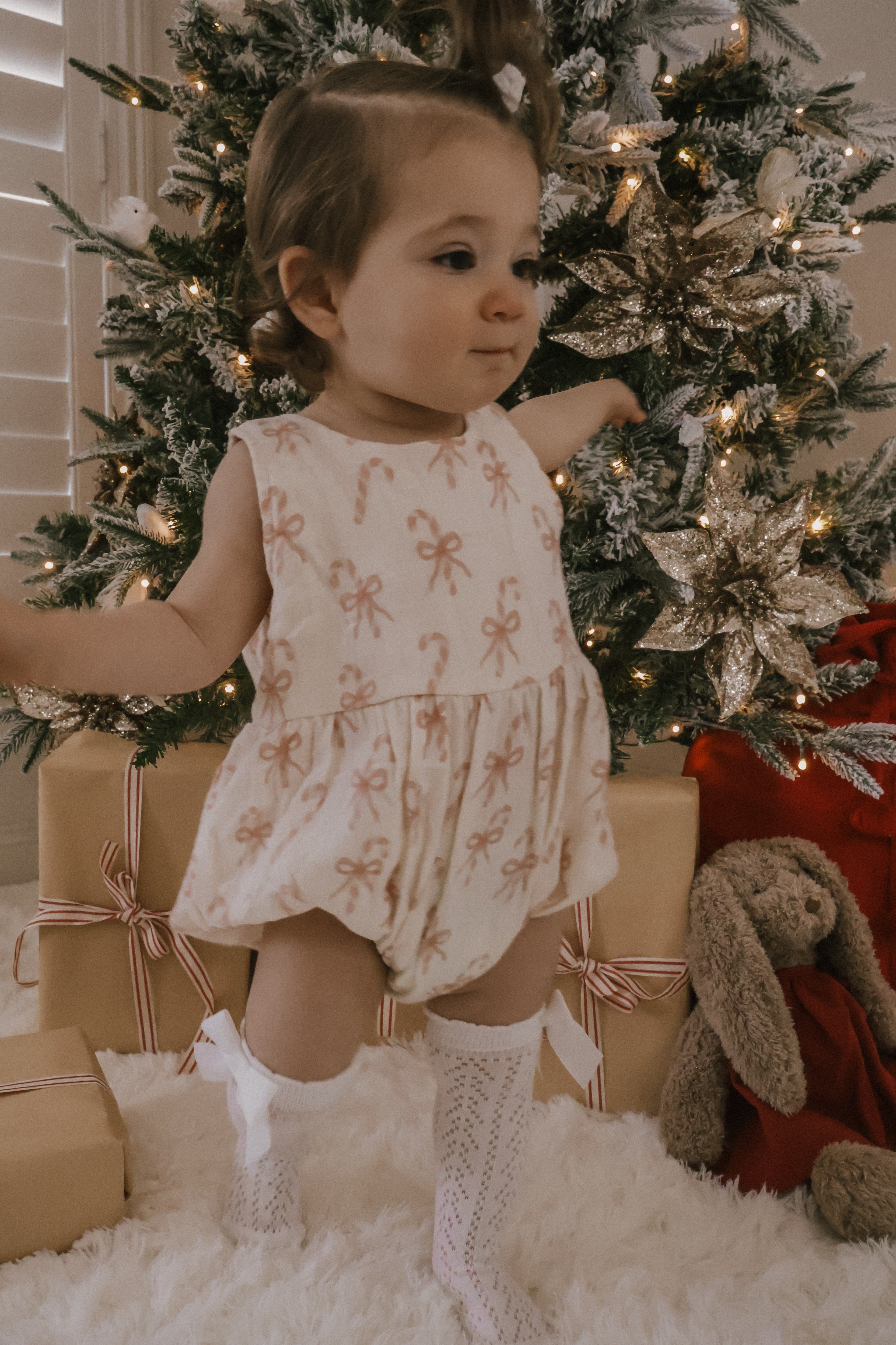 MUSLIN BOW CANDY CANE ROMPER