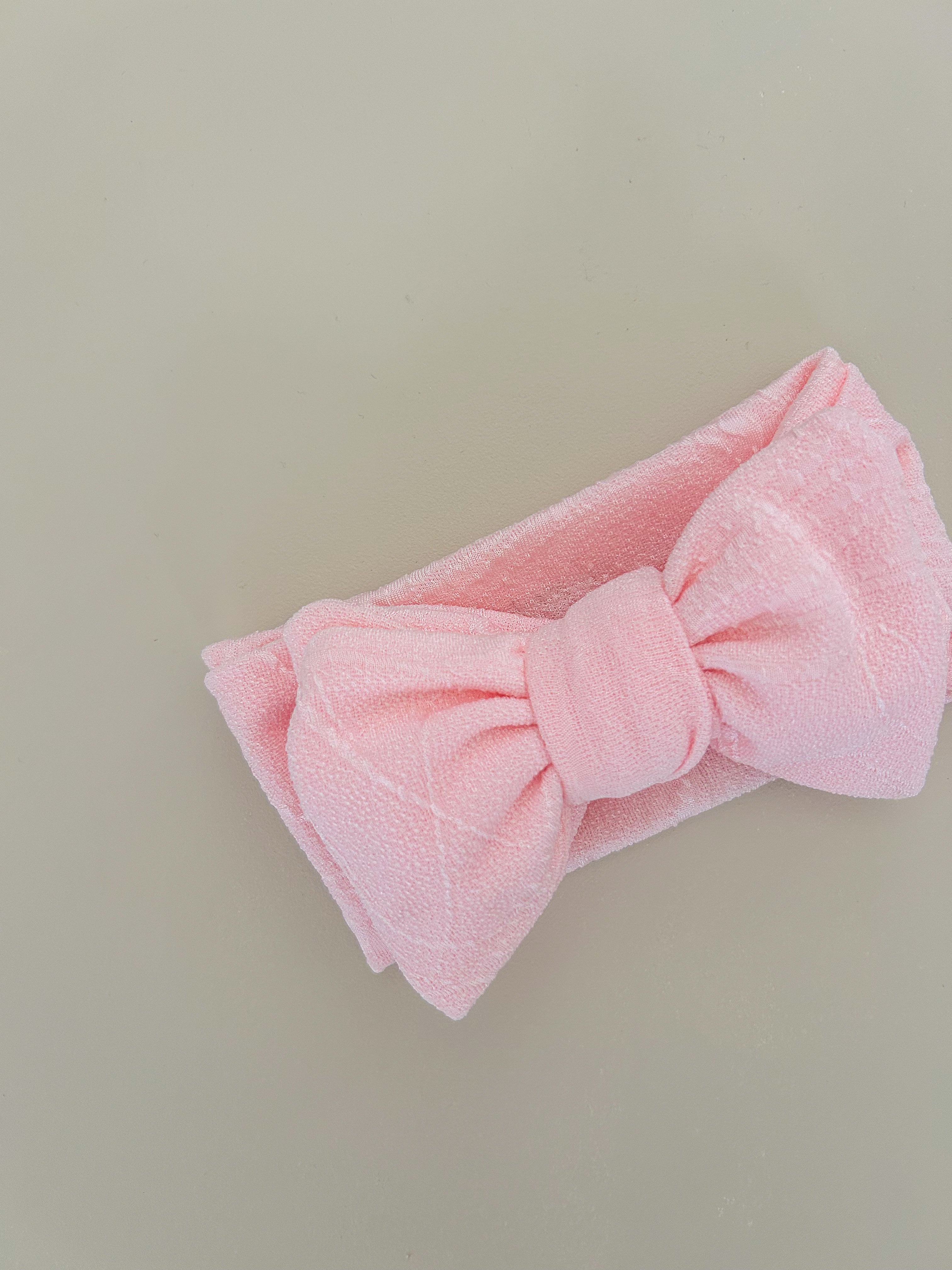 TEXTURED BOW HEADBAND - PINK