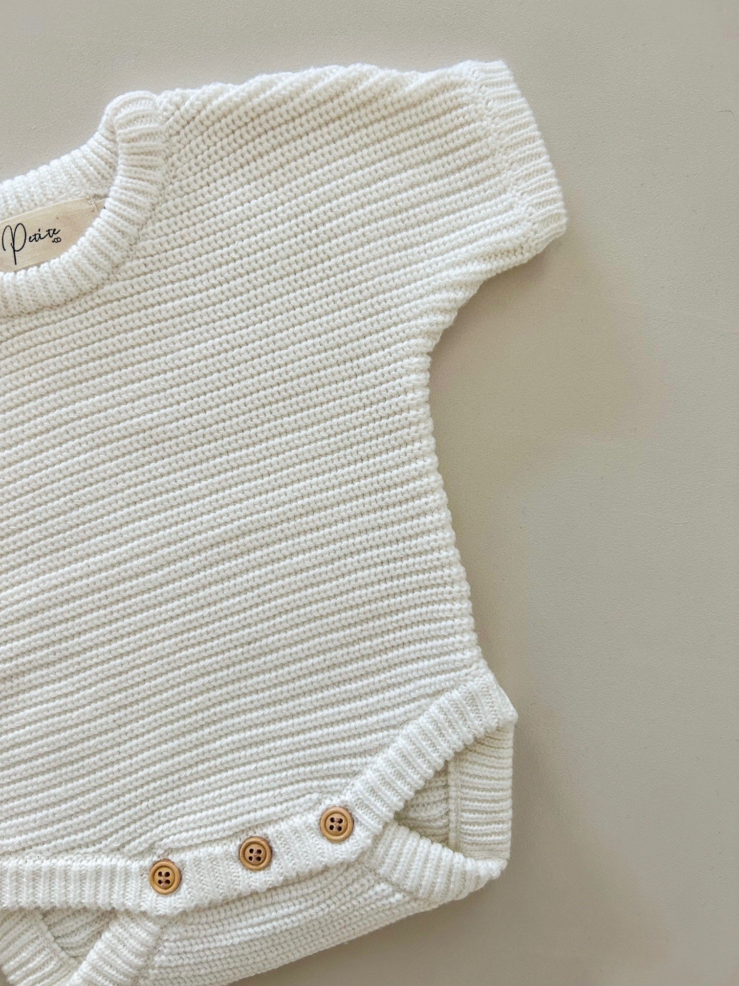 CLASSIC RIBBED ROMPER SHORT SLEEVE - MILK | PERSONALISED EMBROIDERY AVAILABLE