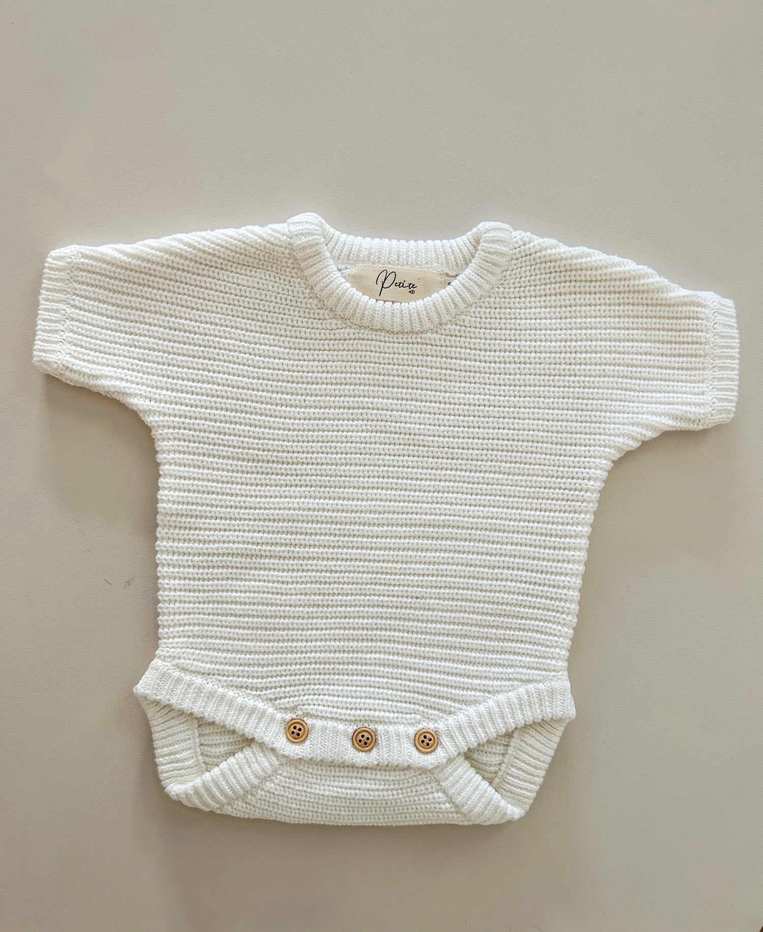 CLASSIC RIBBED ROMPER SHORT SLEEVE - MILK | PERSONALISED EMBROIDERY AVAILABLE