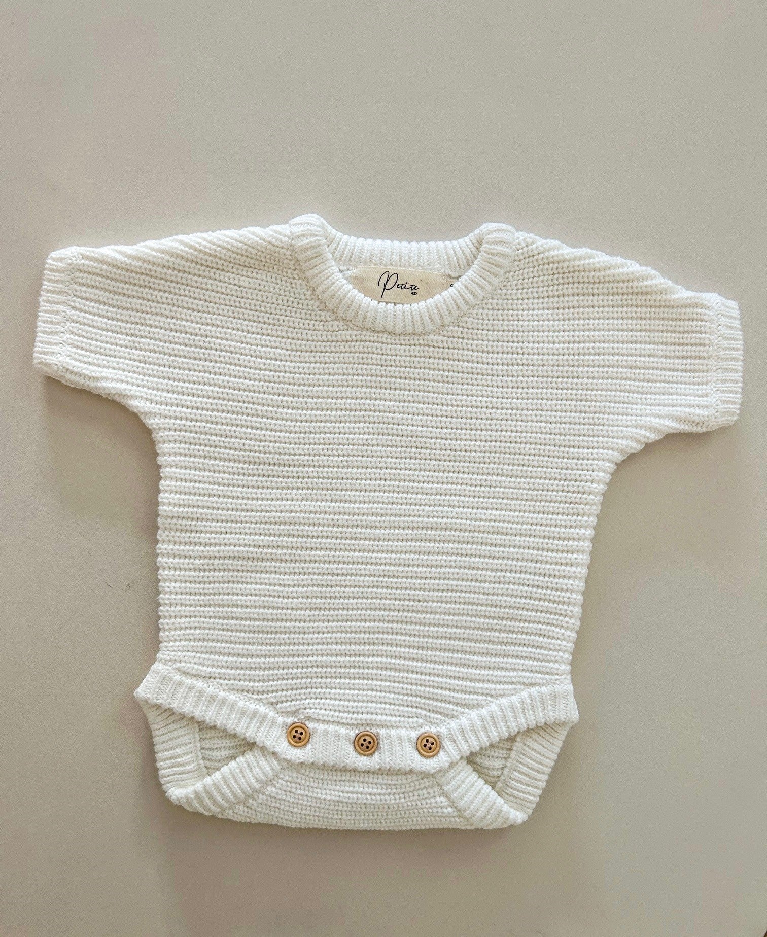 CLASSIC RIBBED ROMPER SHORT SLEEVE - MILK | PERSONALISED EMBROIDERY AVAILABLE