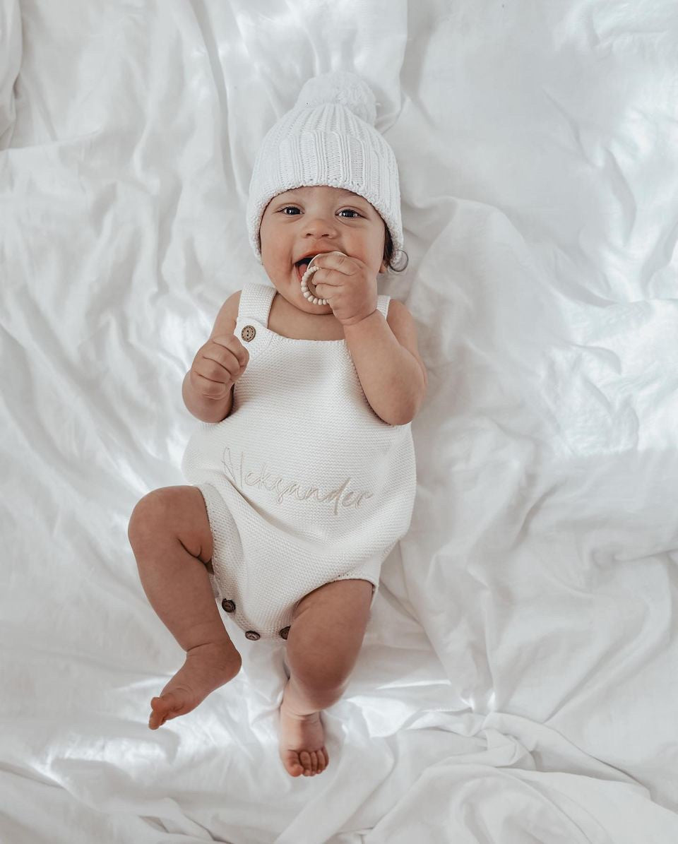 COTTON KNIT ROMPER - WHITE