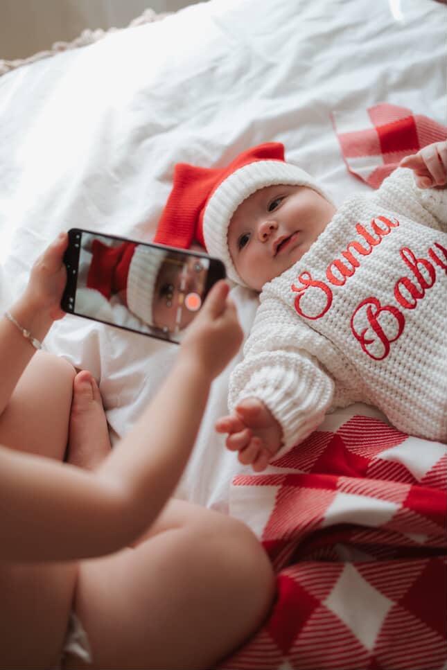CHUNKY KNIT JUMPER | MILK - SANTA BABY EMBROIDERY