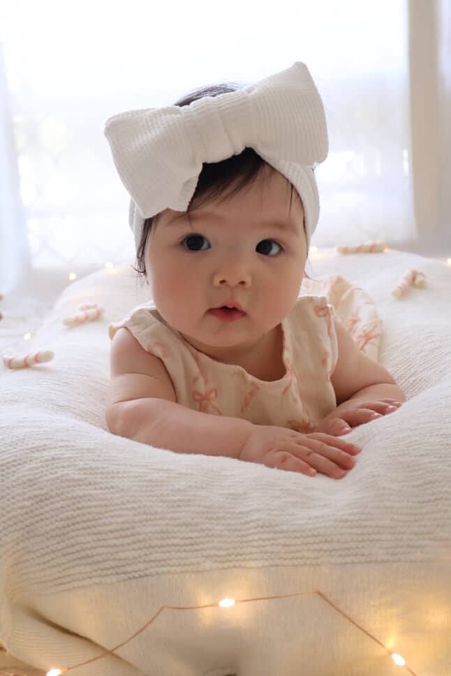 MUSLIN BOW CANDY CANE ROMPER