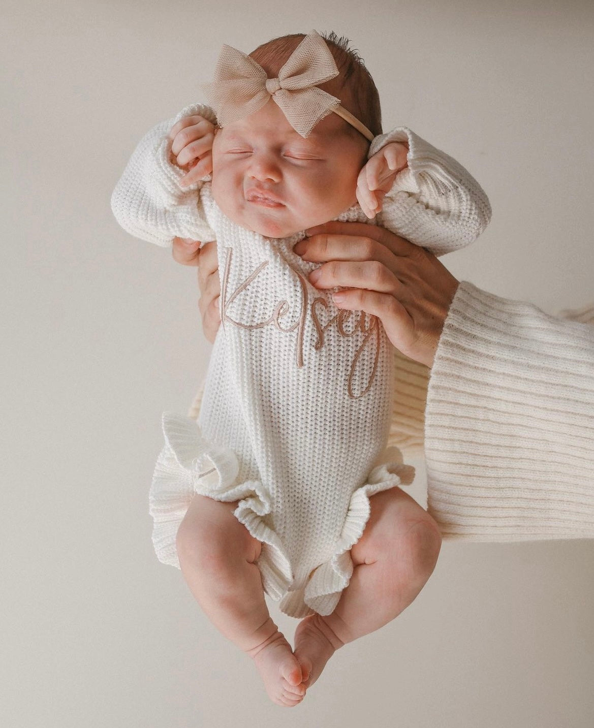 RIBBED LEG FRILL ROMPER - MILK