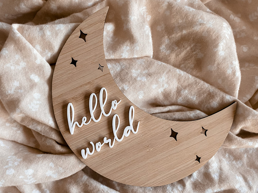 HELLO WORLD | MOON ANNOUNCEMENT SIGN