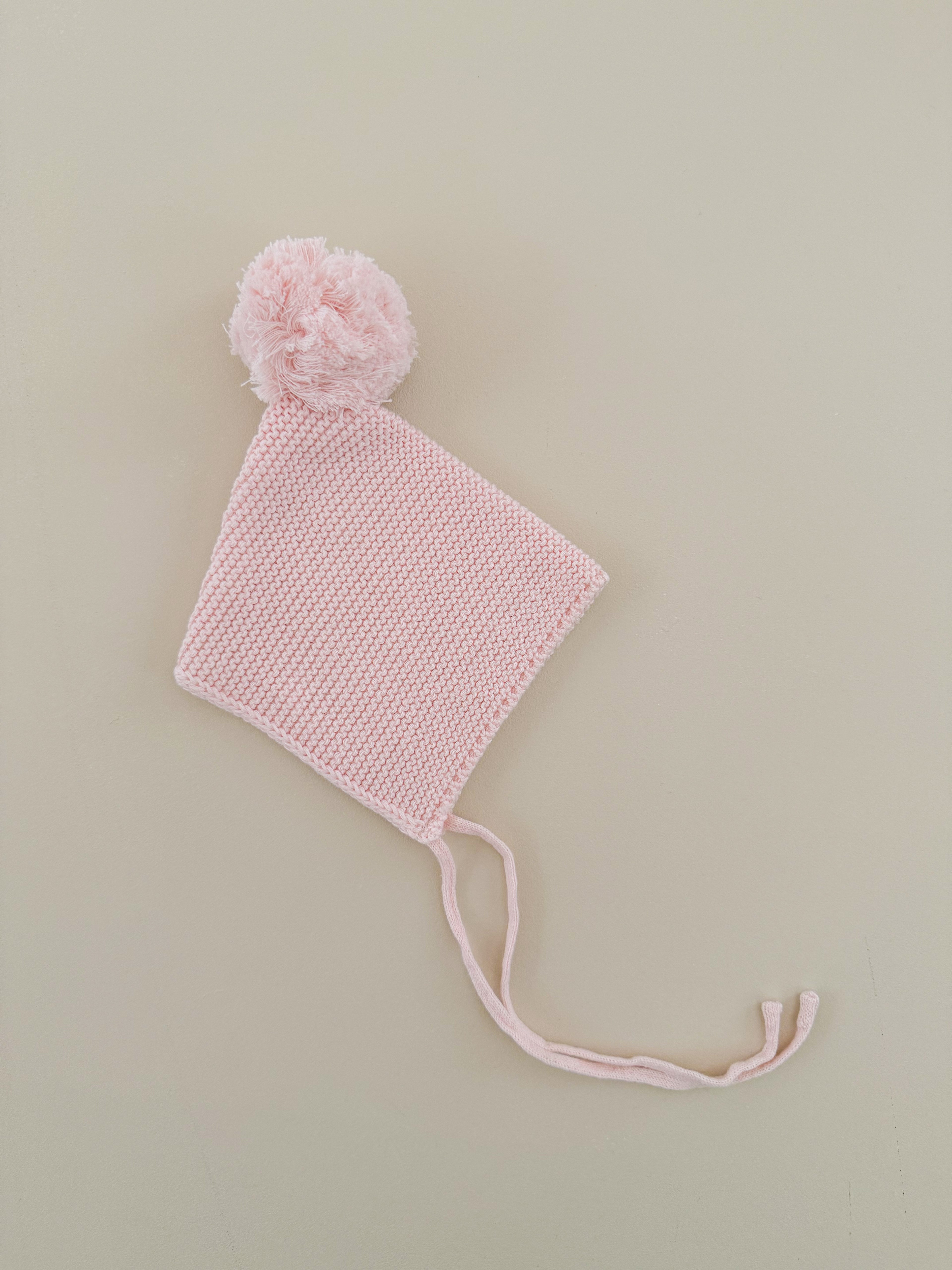 POM POM BONNET - BABY PINK