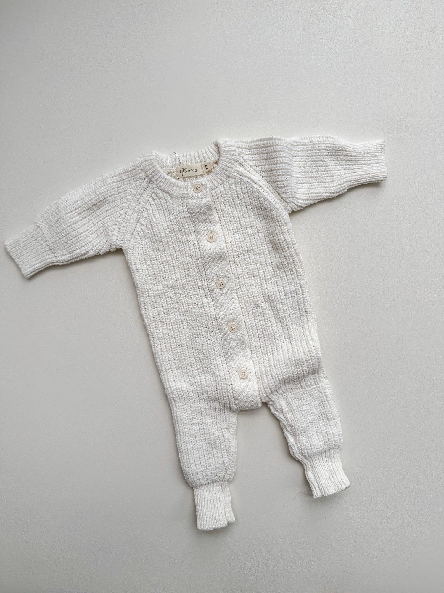TEXTURED COTTON LONG ROMPER | SNOW