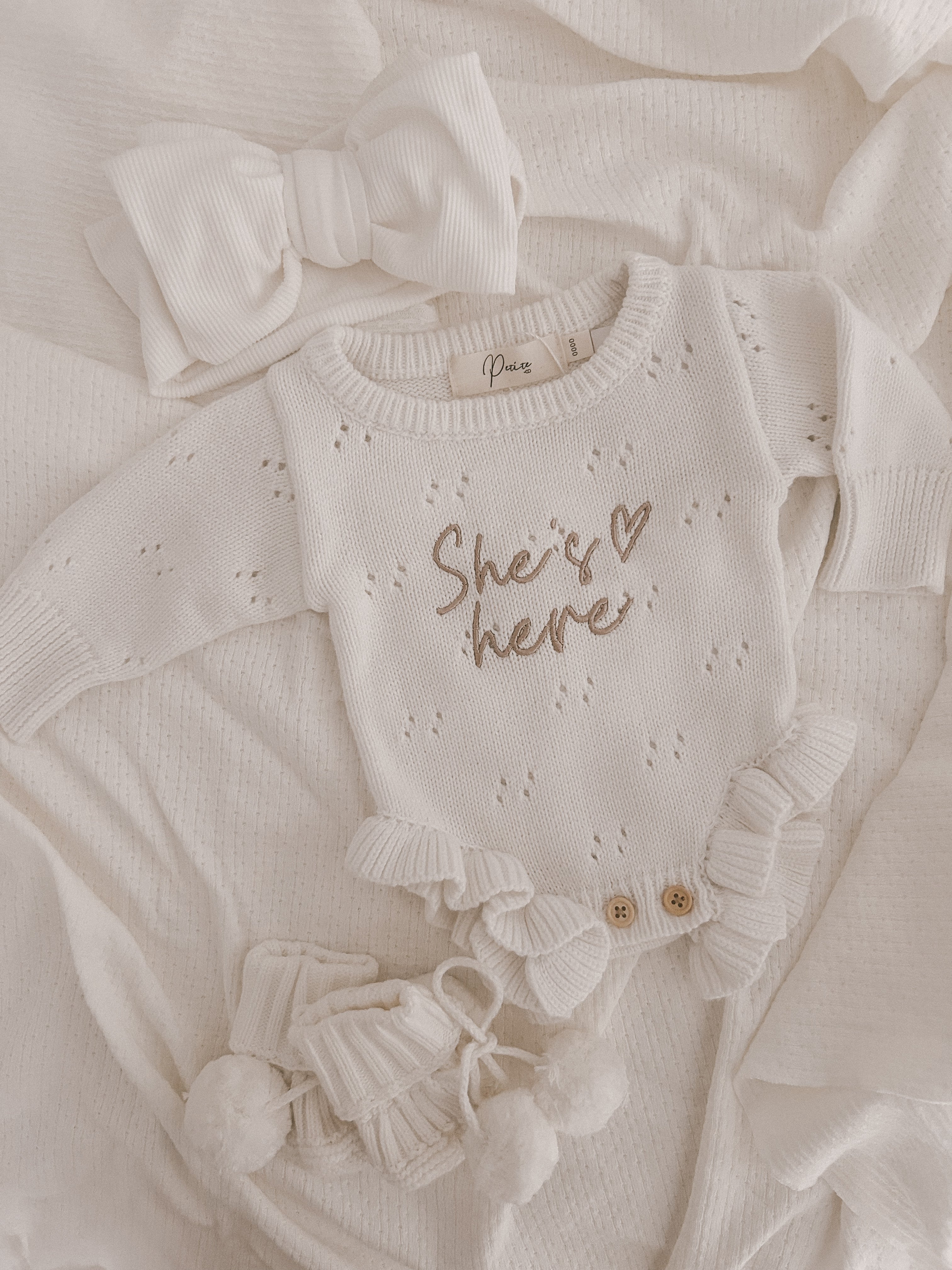 POINTELLE FRILL ROMPER - MILK