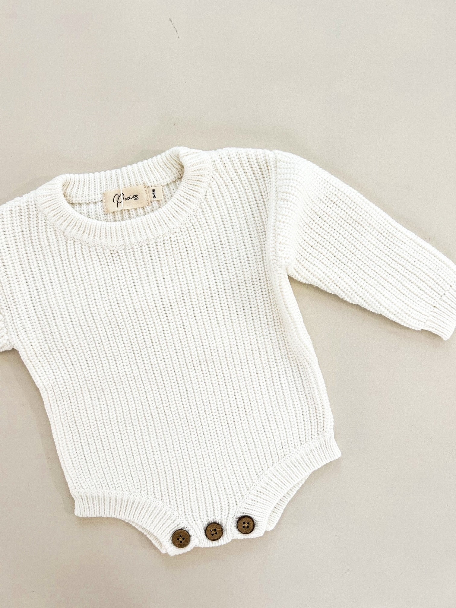 RIBBED KNIT ROMPER - MILK