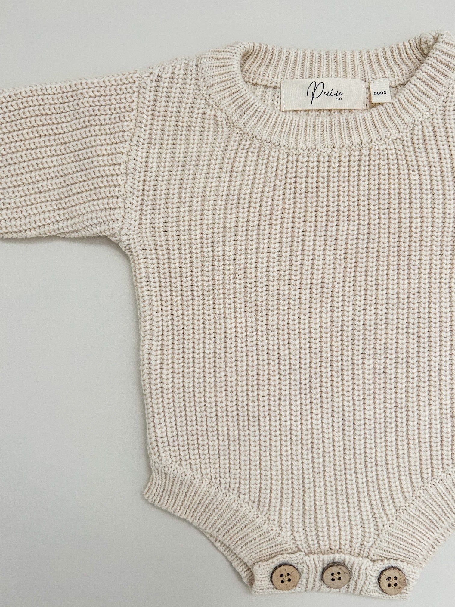 RIBBED KNIT ROMPER - OAT