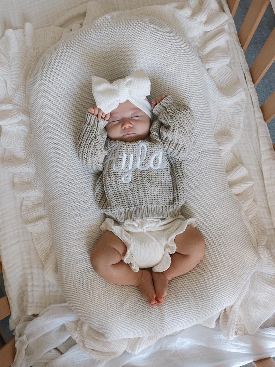 KNIT FRILL BLOOMERS - WHITE