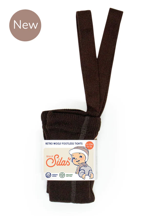 WOOLY FOOTLESS WOOL TIGHTS | ESPRESSO BROWN