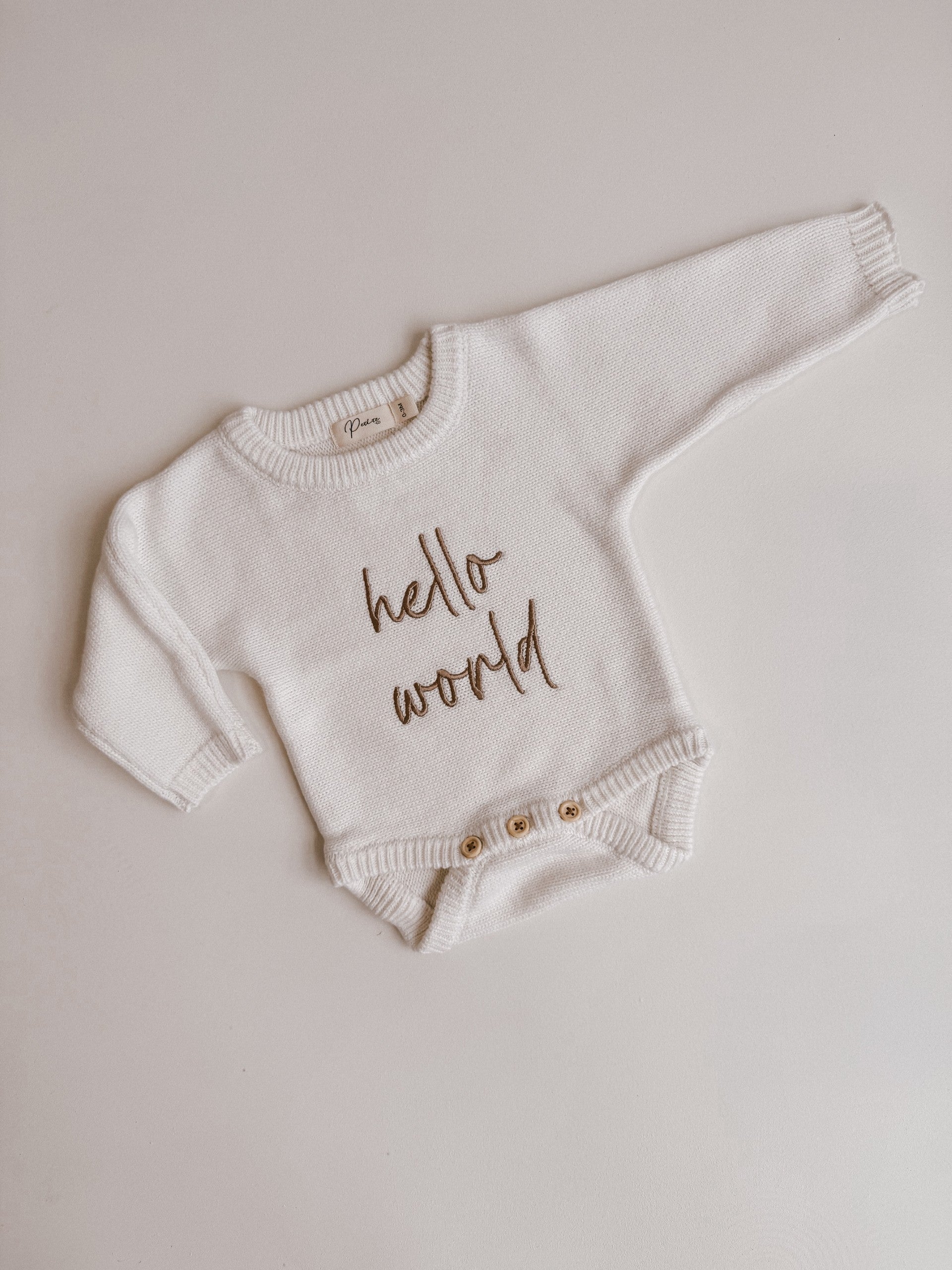 HELLO WORLD - CLASSIC BIRTH ANNOUNCEMENT ROMPER | MILK