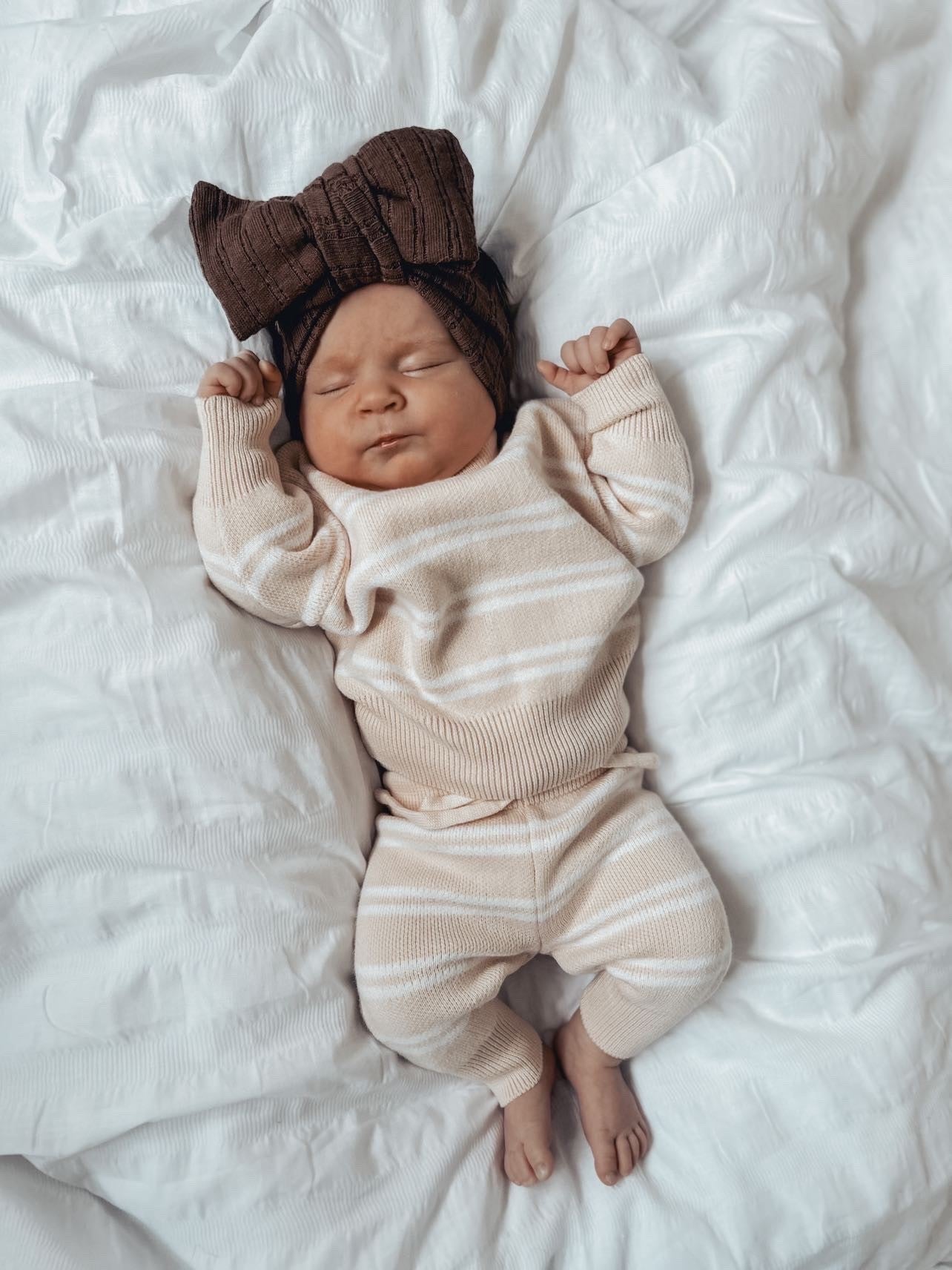 POINTELLE TOPKNOT BOW HEADBAND - CHOCOLATE