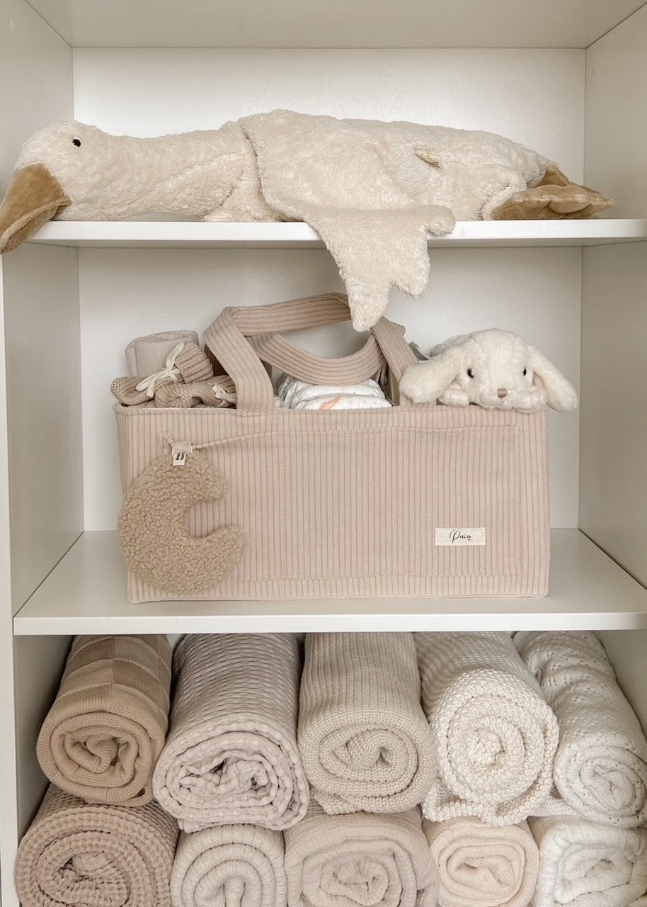 NAPPY CADDY ORGANISER - CORD | TAUPE