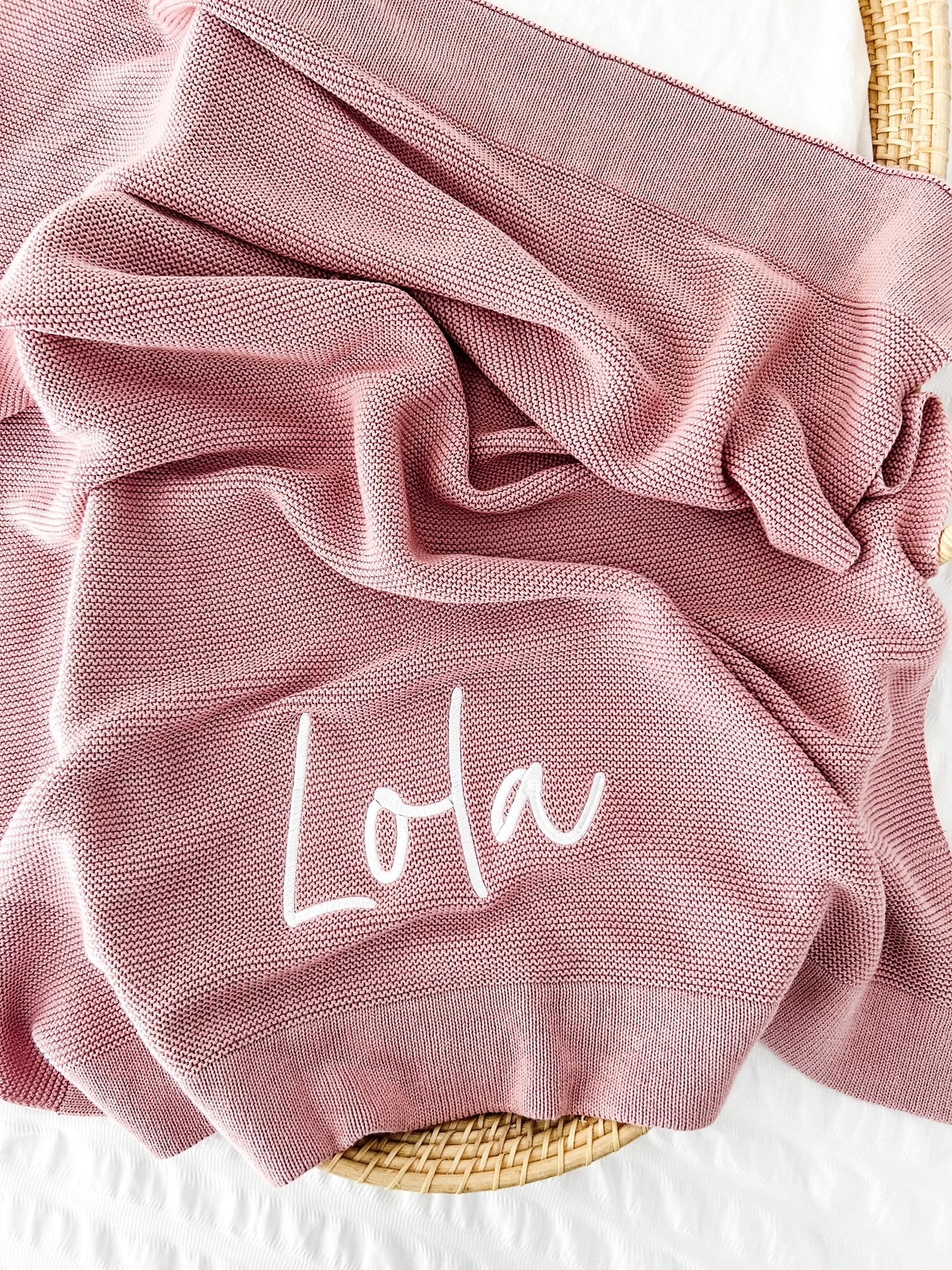 THICK BOARDER PERSONALISED BABY BLANKET | DUSTY PINK