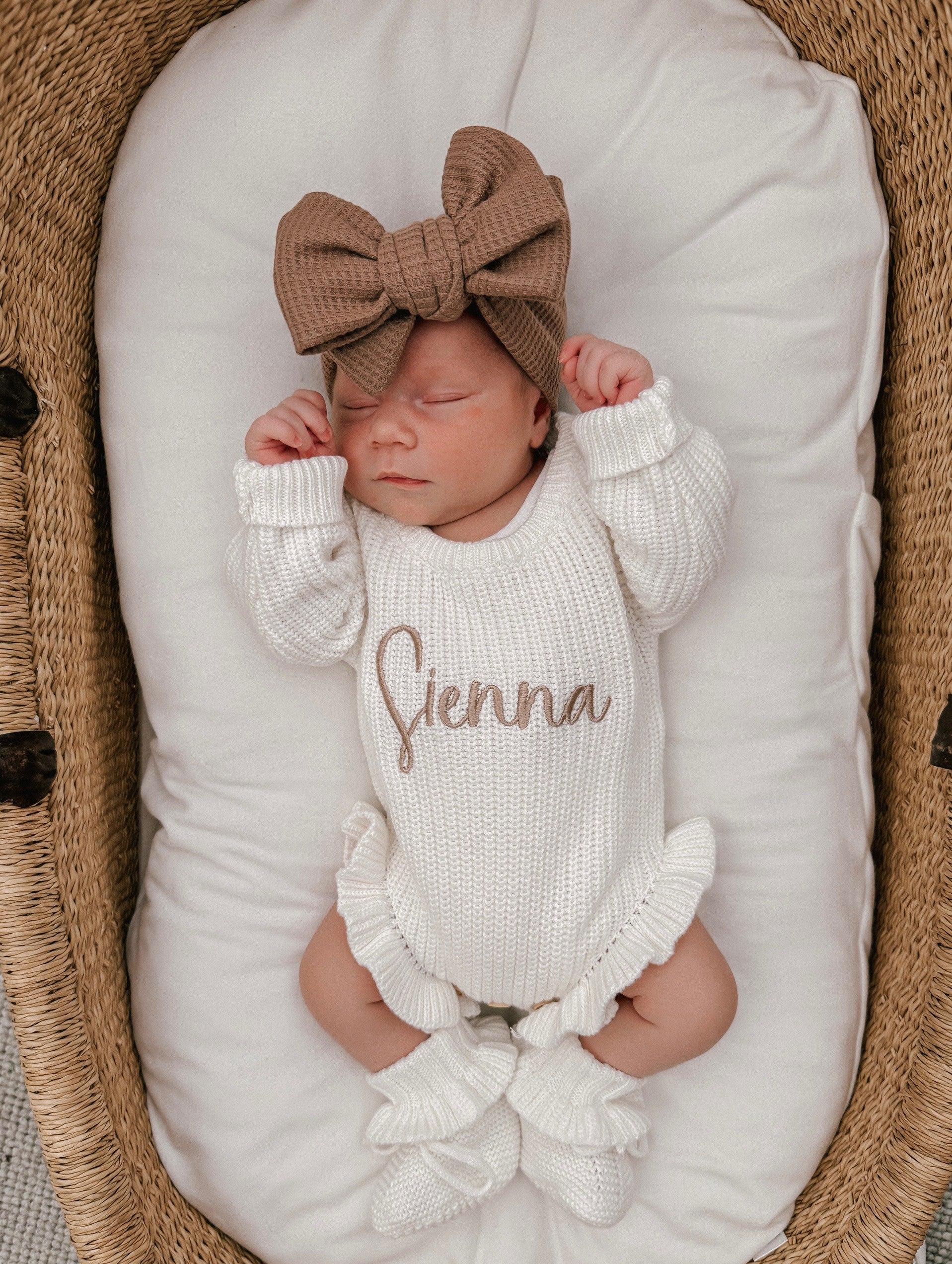 RIBBED LEG FRILL ROMPER - MILK