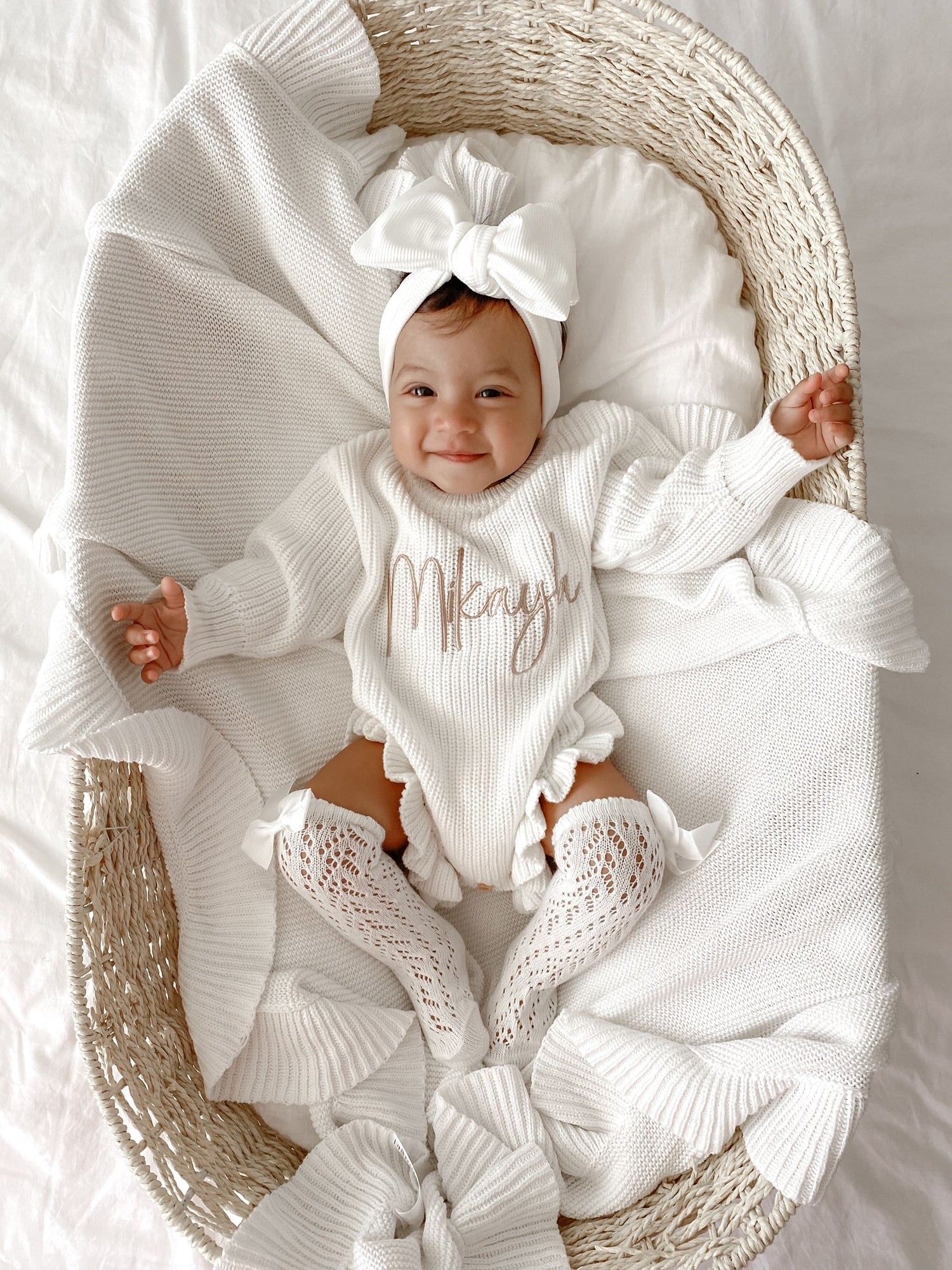 RIBBED LEG FRILL ROMPER - MILK