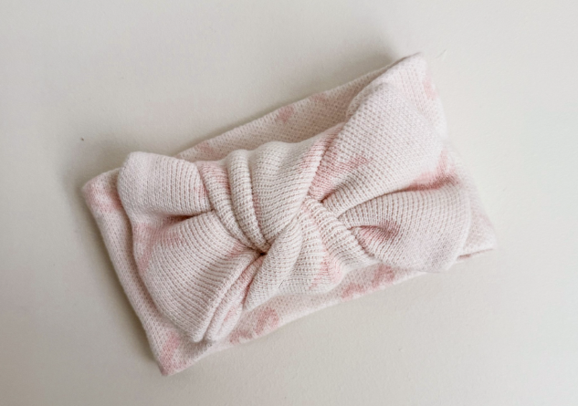 KNIT OVERSIZED TOPKNOT - MILK + BABY PINK BOWS